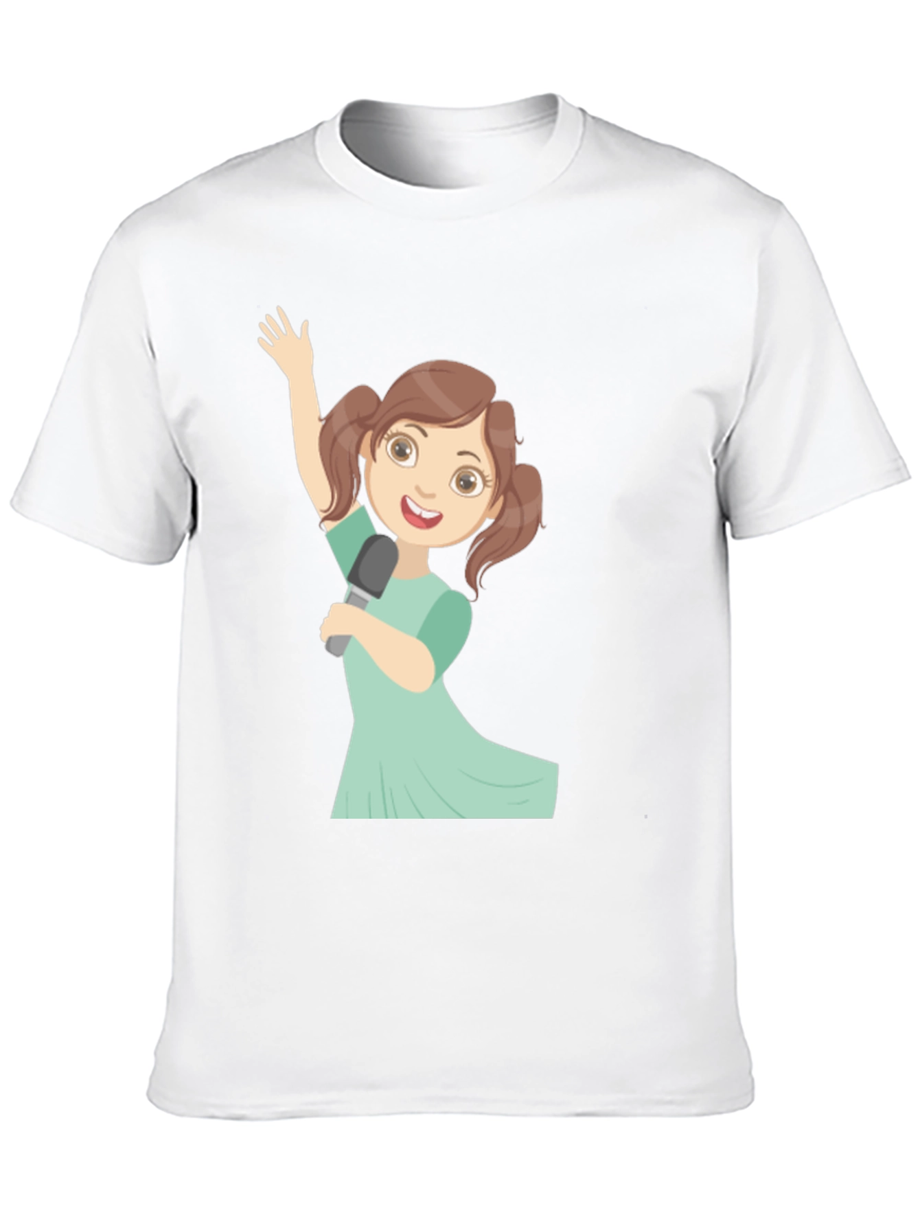Singing Girl Graphic Tee - Black Cotton Casual Shirt