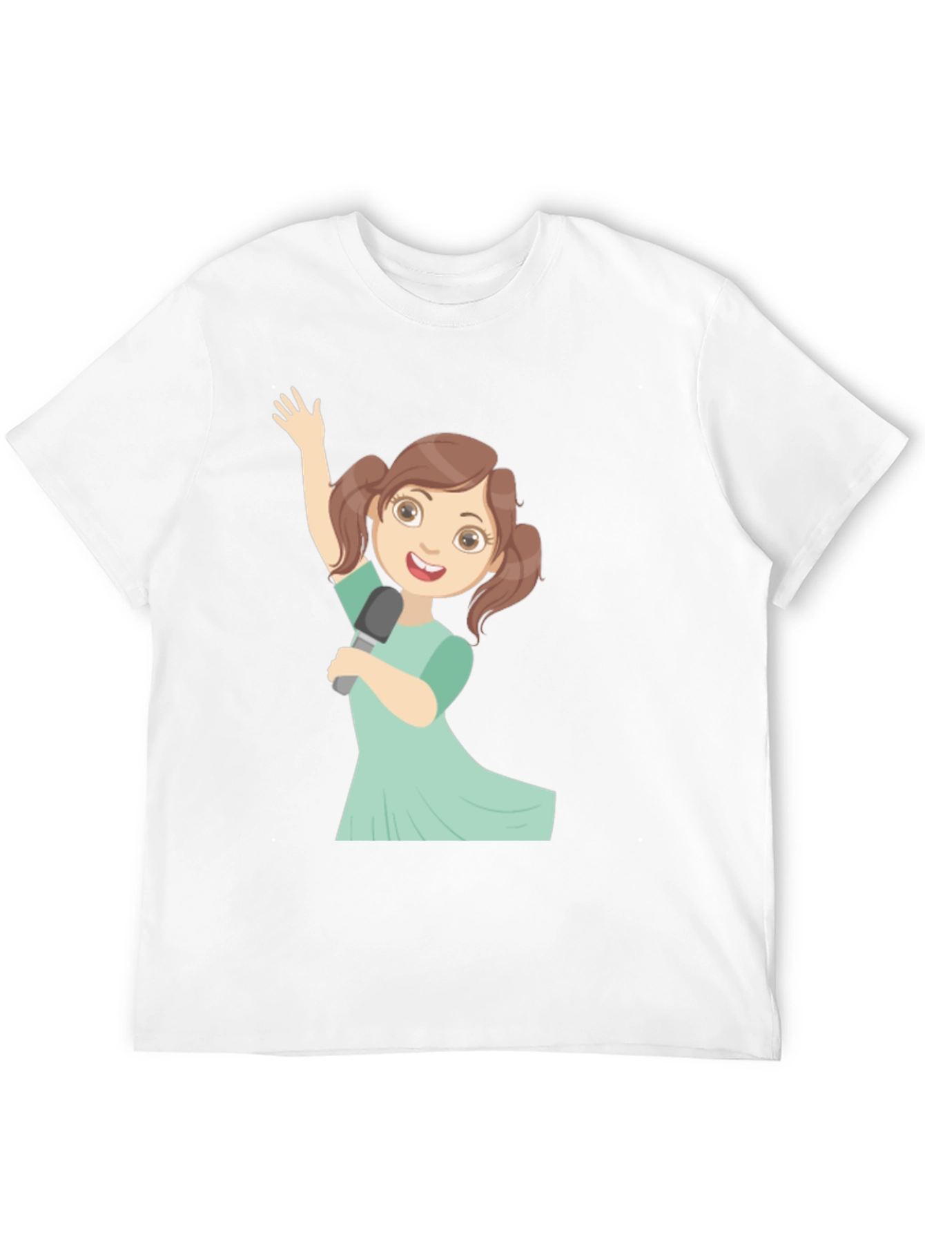 Singing Girl Graphic Tee - Black Cotton Casual Shirt