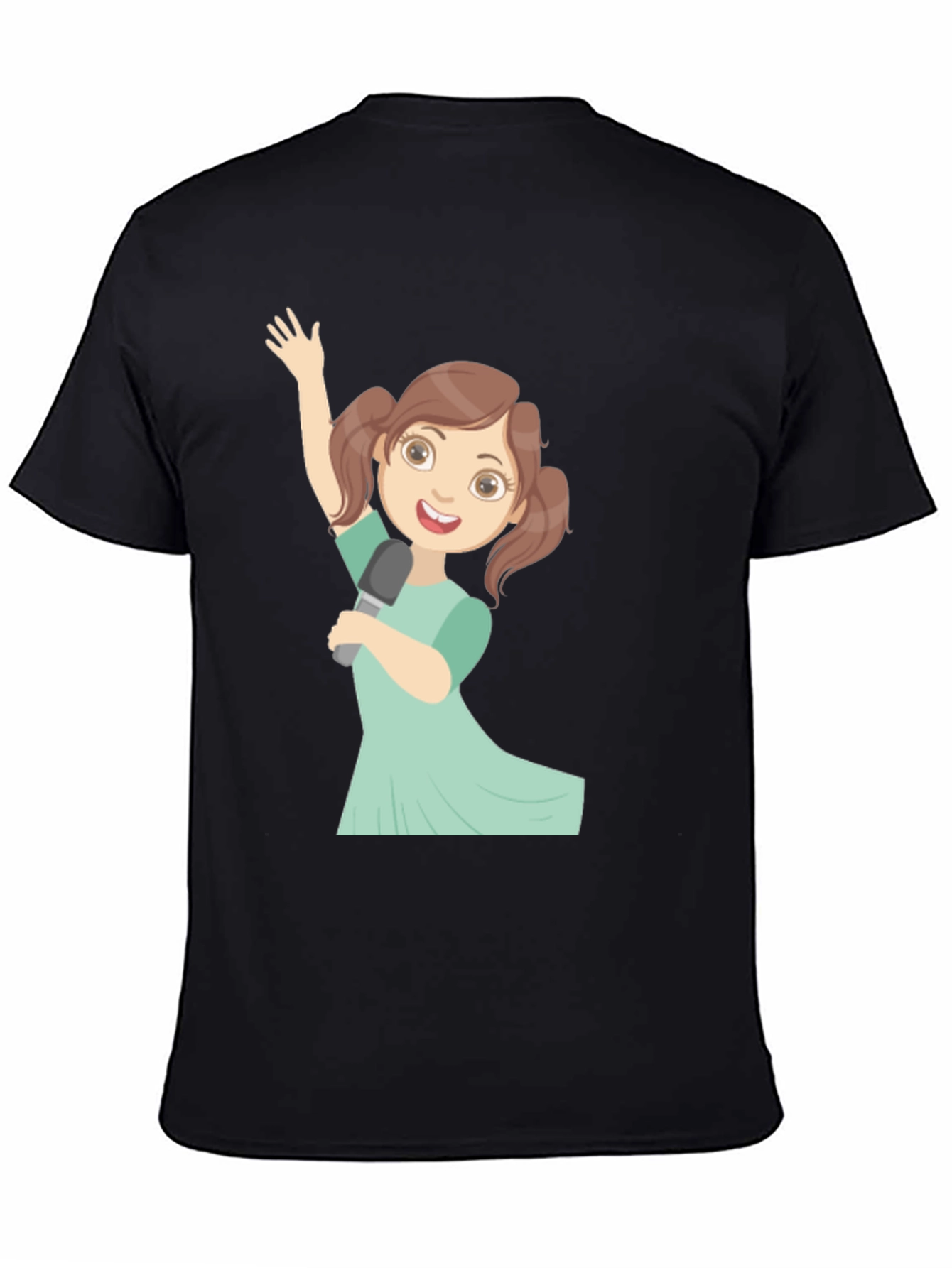 Singing Girl Graphic Tee - Black Cotton Casual Shirt