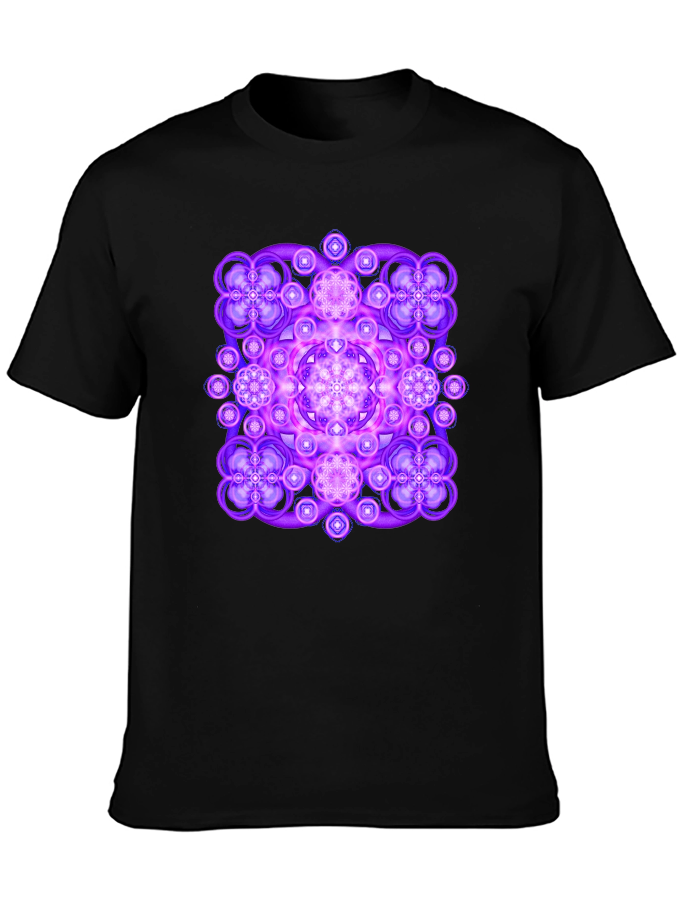 Vibrant Geometric Mandala Graphic Tee - Black