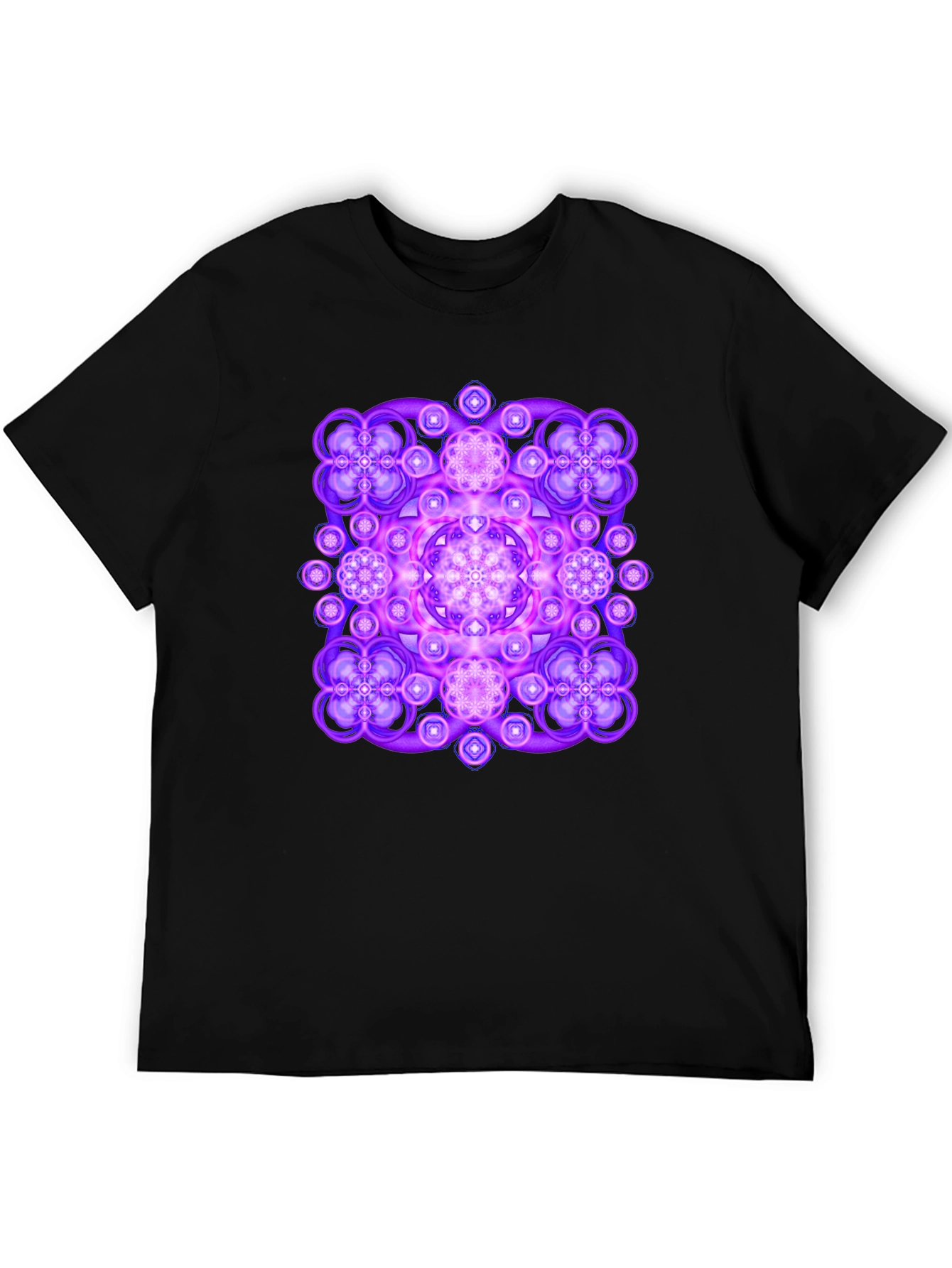 Vibrant Geometric Mandala Graphic Tee - Black