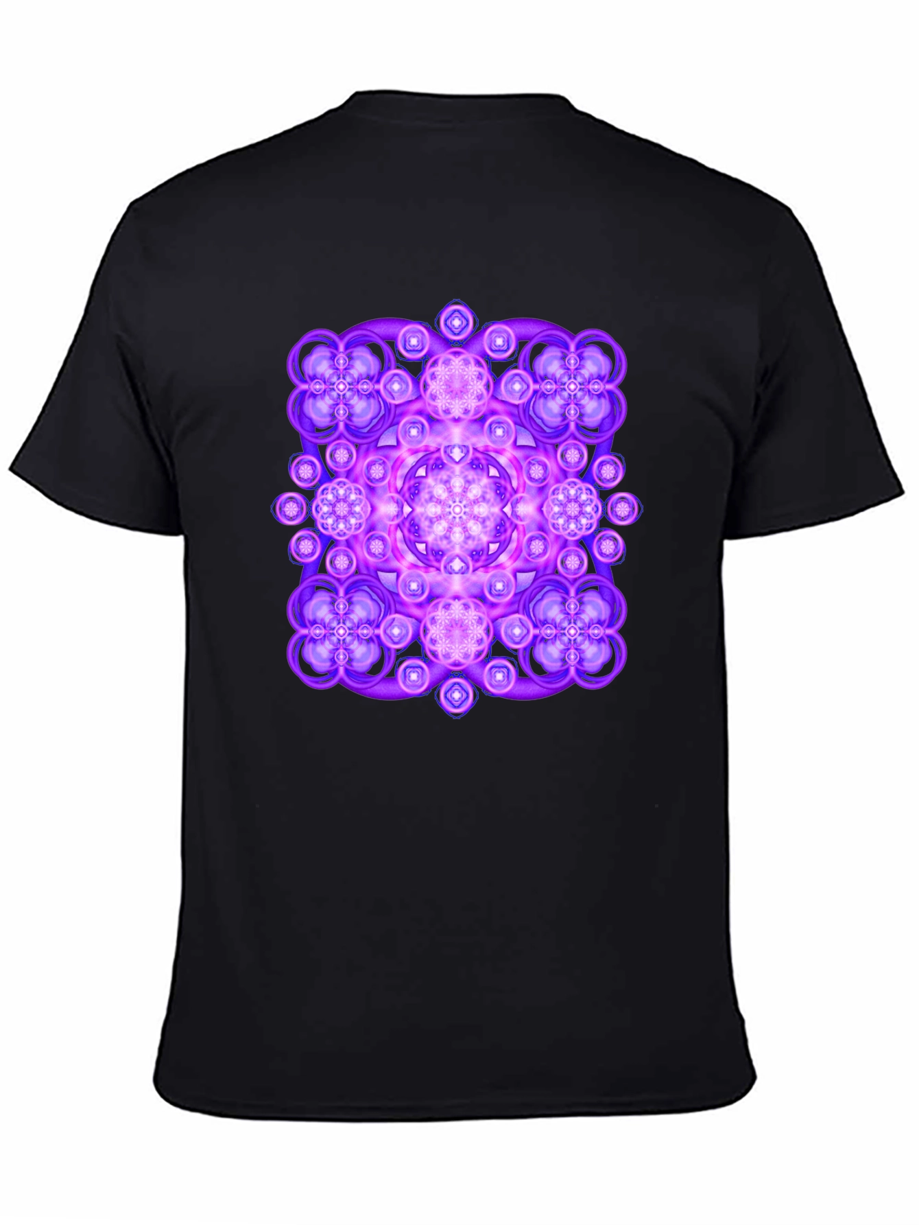 Vibrant Geometric Mandala Graphic Tee - Black