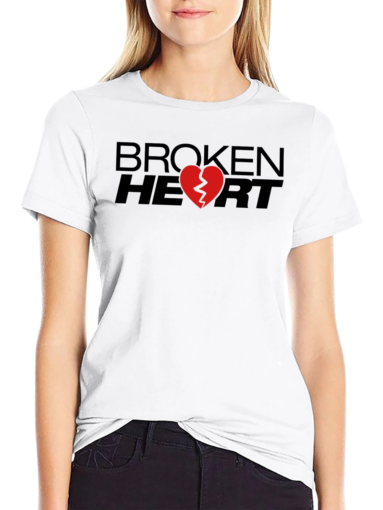 Broken Heart Graphic Tee - Trendy Black T-Shirt