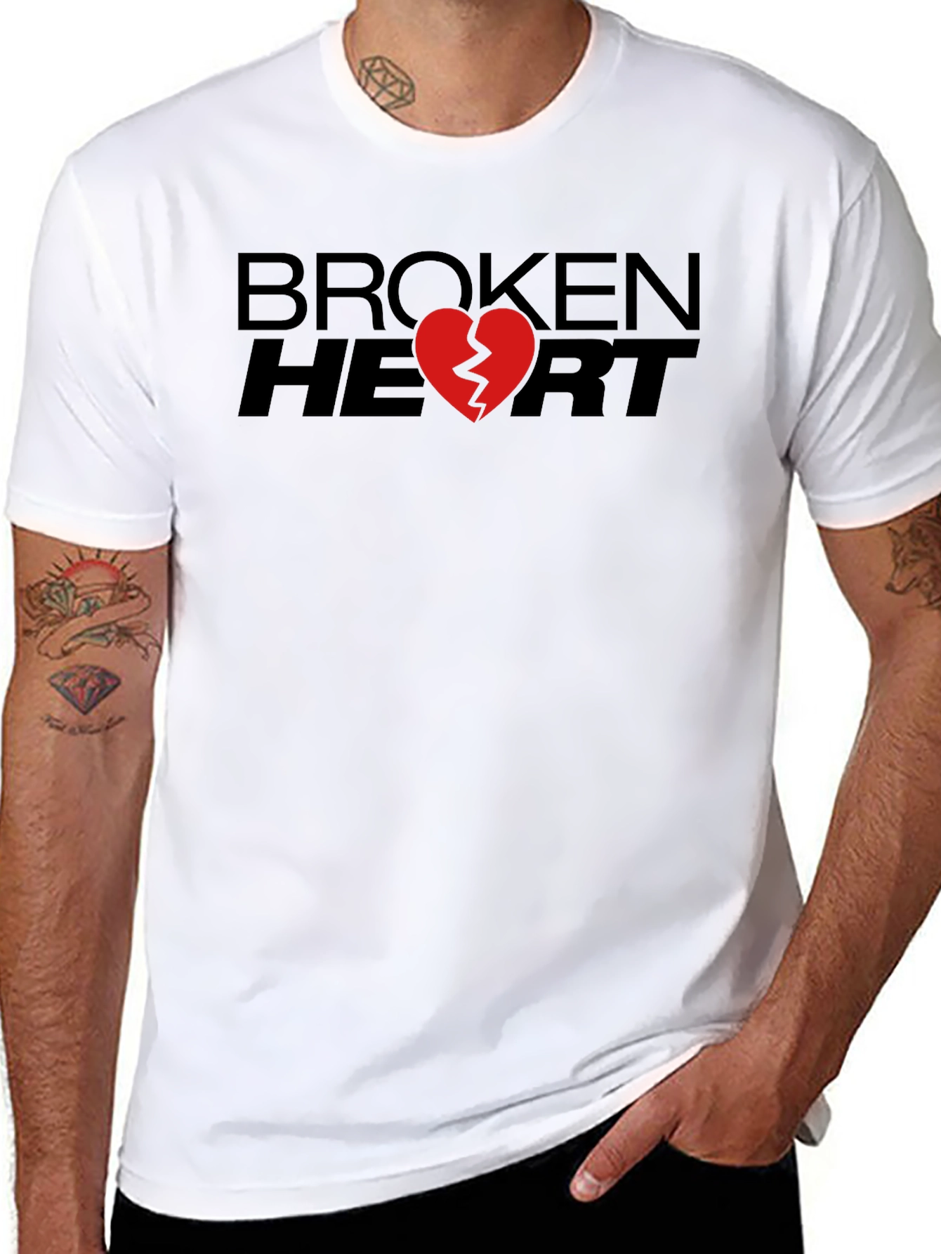 Broken Heart Graphic Tee - Trendy Black T-Shirt