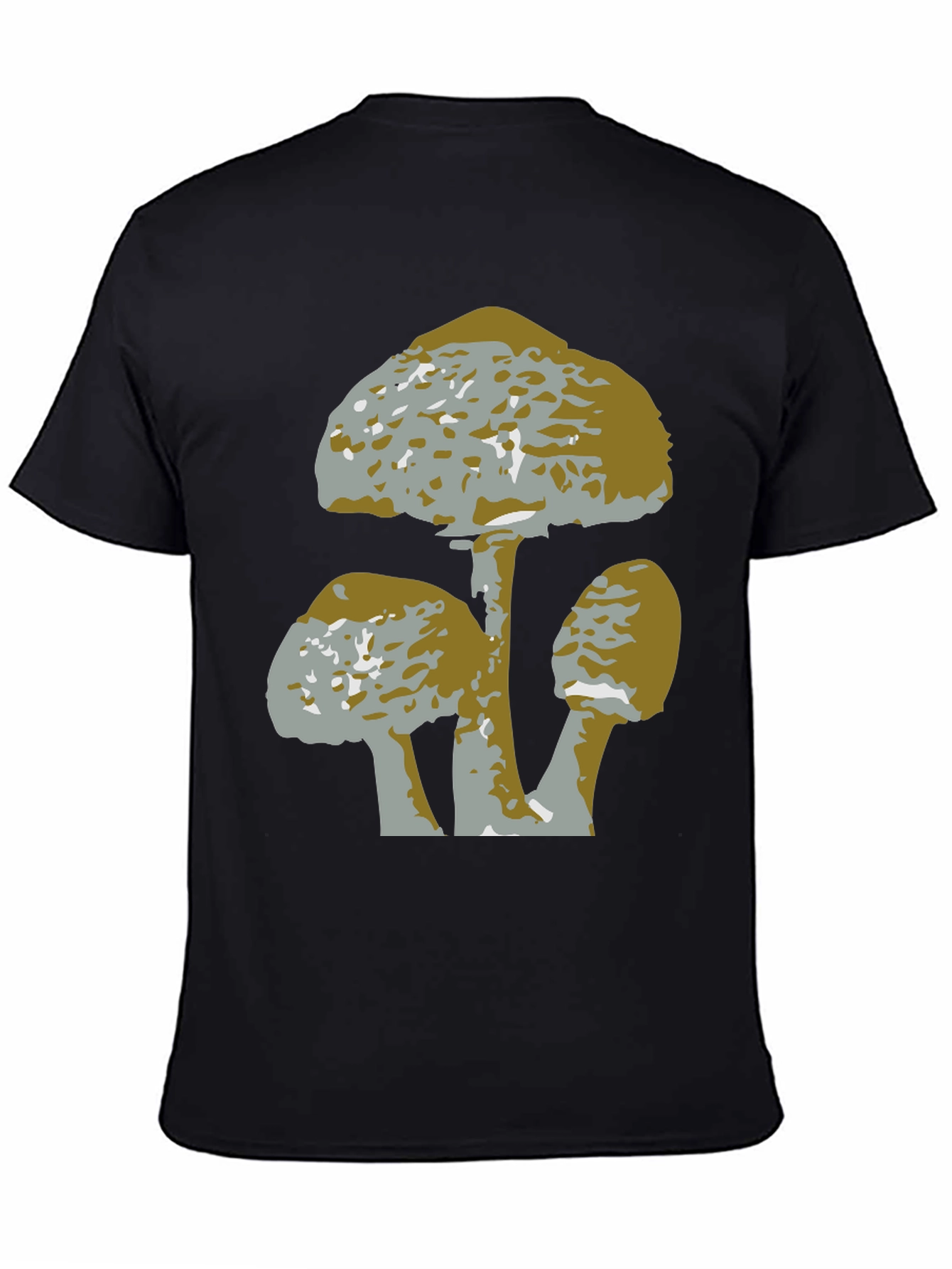 Mushroom Graphic Tee - Black Cotton T-Shirt