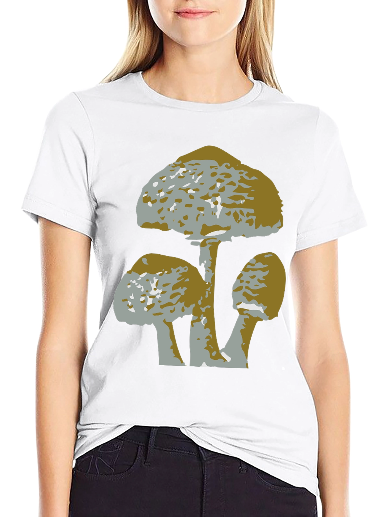 Mushroom Graphic Tee - Black Cotton T-Shirt