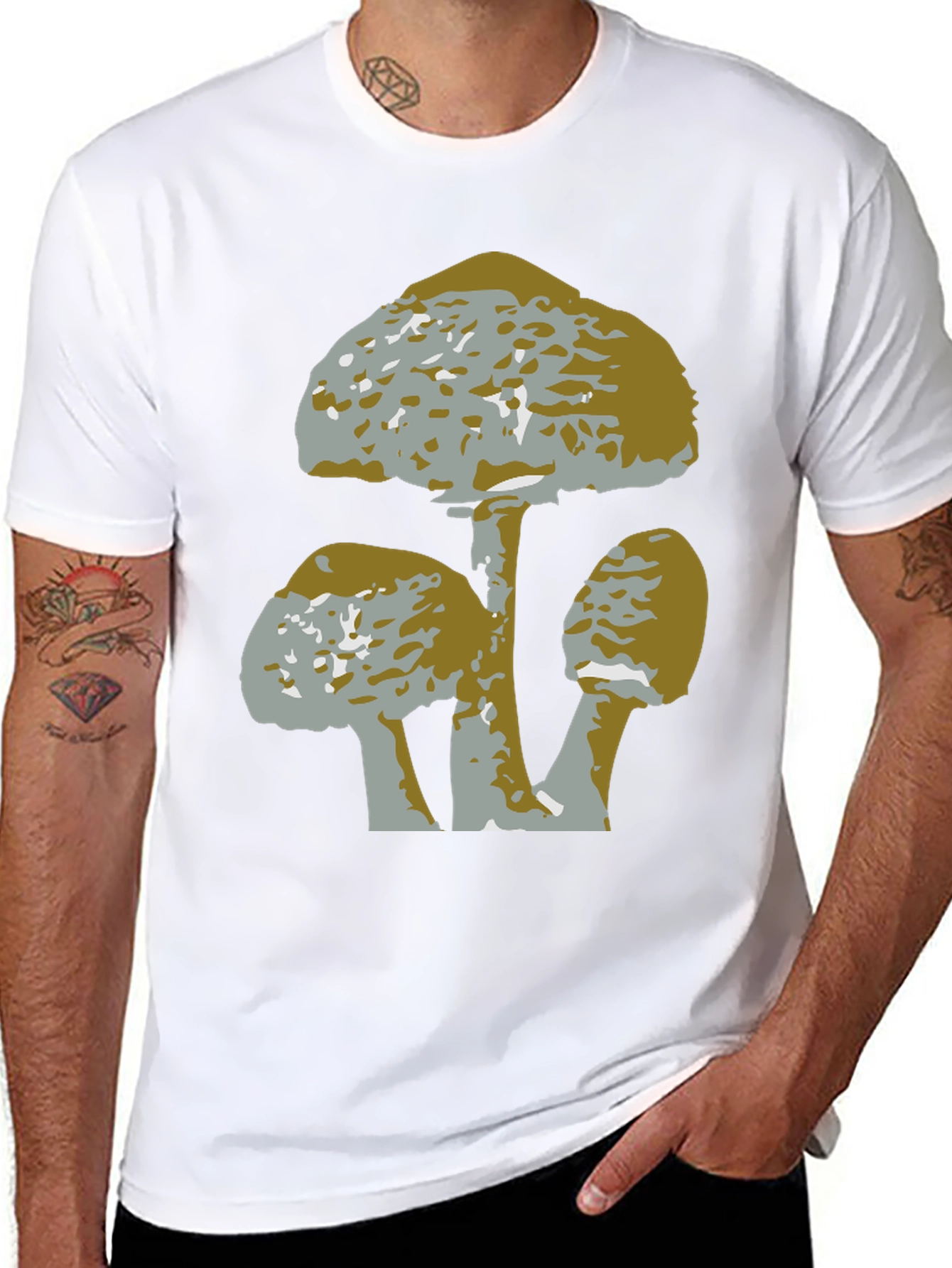 Mushroom Graphic Tee - Black Cotton T-Shirt