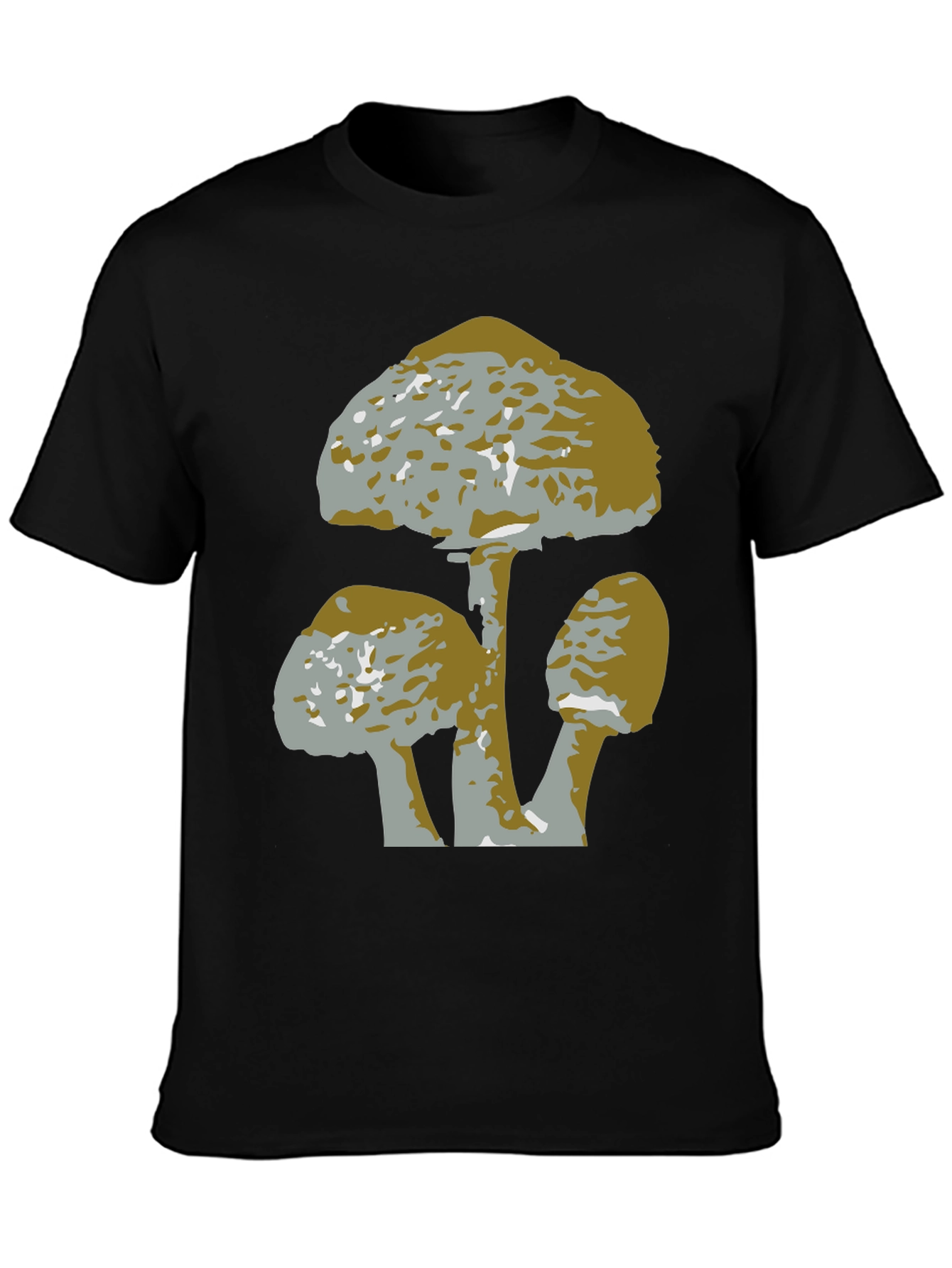 Mushroom Graphic Tee - Black Cotton T-Shirt
