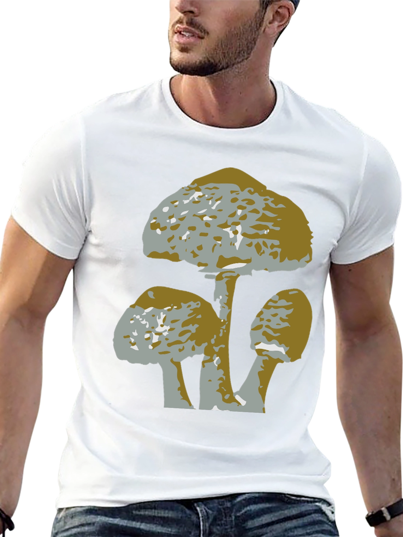 Mushroom Graphic Tee - Black Cotton T-Shirt