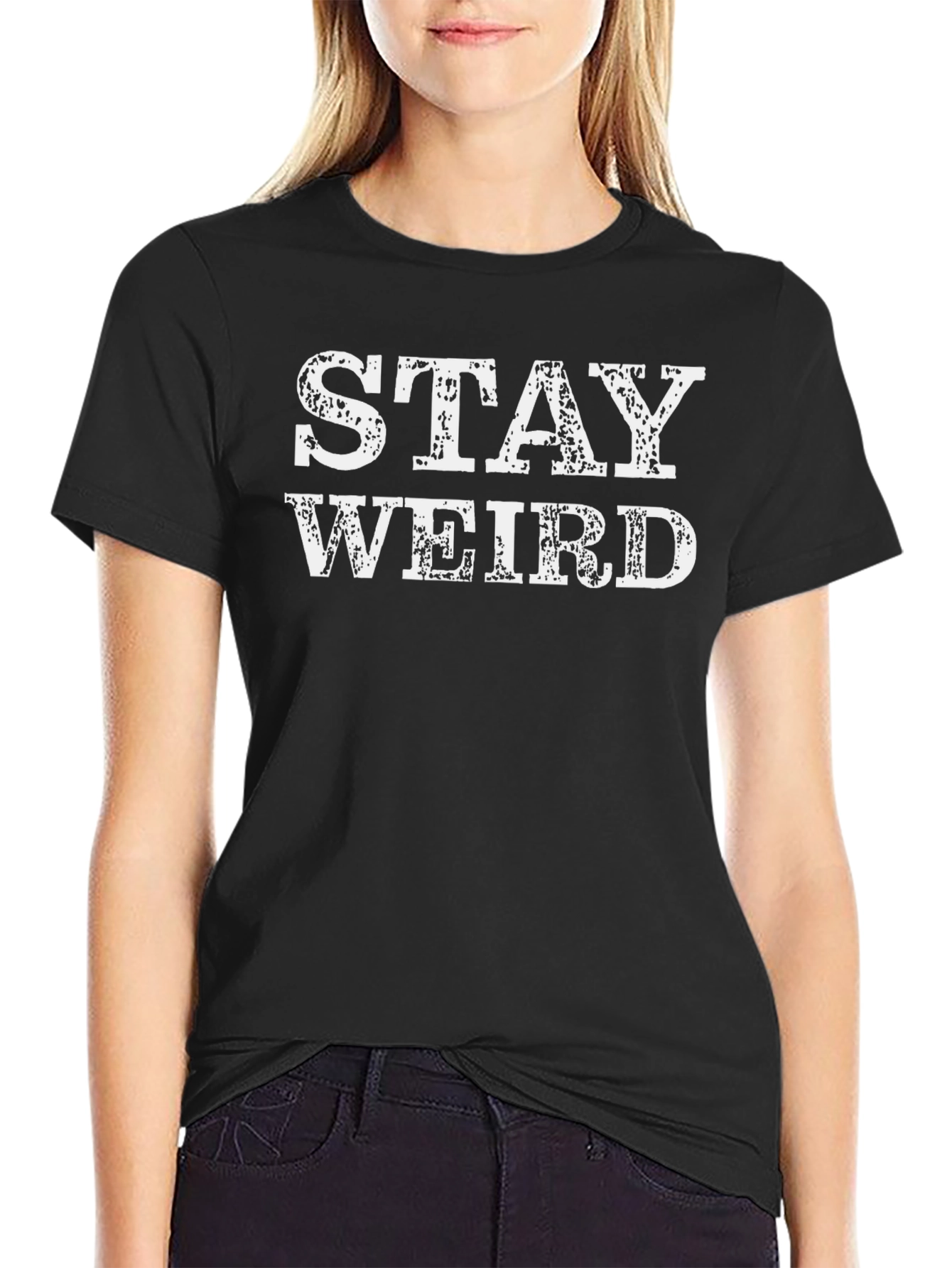Stay Weird Graphic Tee - Black Cotton T-Shirt