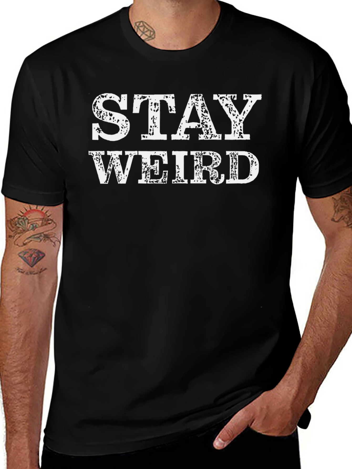 Stay Weird Graphic Tee - Black Cotton T-Shirt