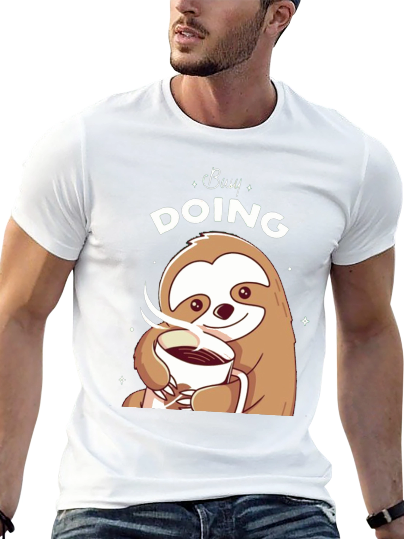 Busy Doing Nothing Sloth Coffee Graphic Tee