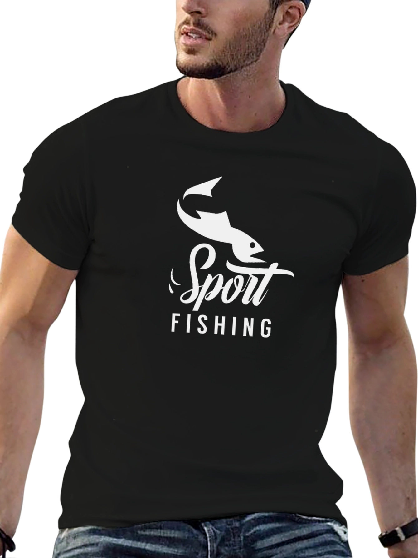Sport Fishing Black Graphic Tee