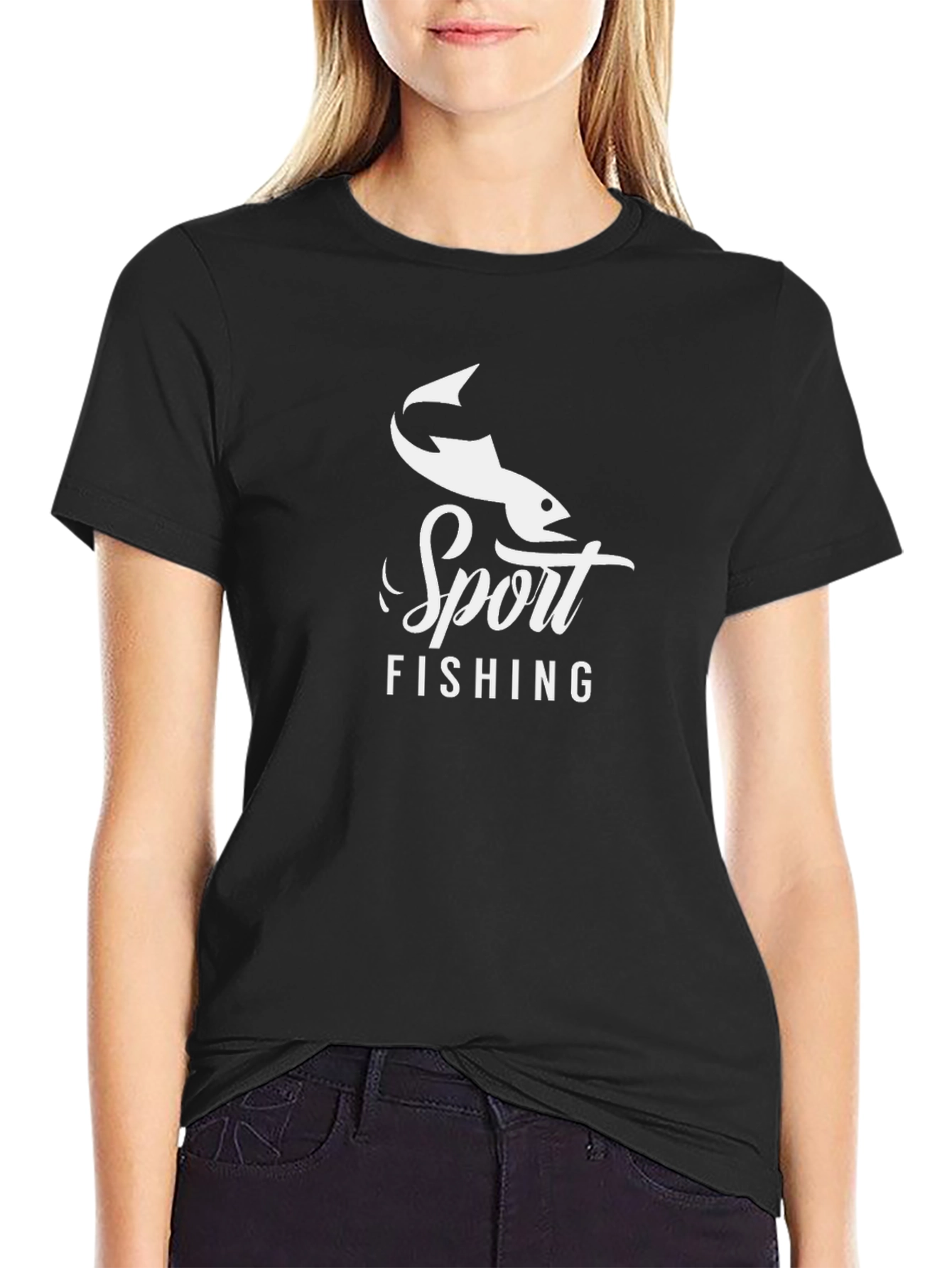 Sport Fishing Black Graphic Tee
