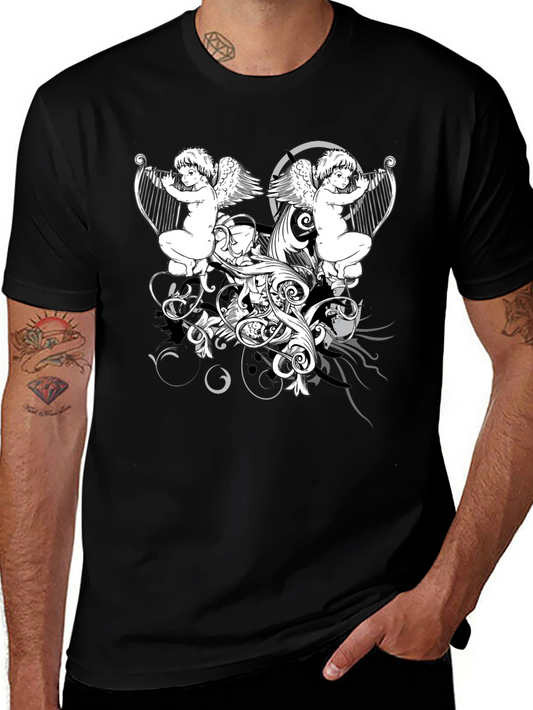 Angelic Harp Black T-Shirt