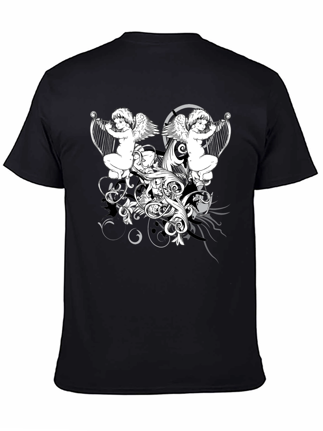 Angelic Harp Black T-Shirt