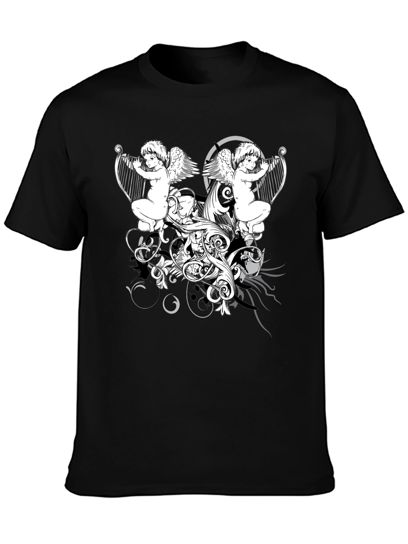 Angelic Harp Black T-Shirt