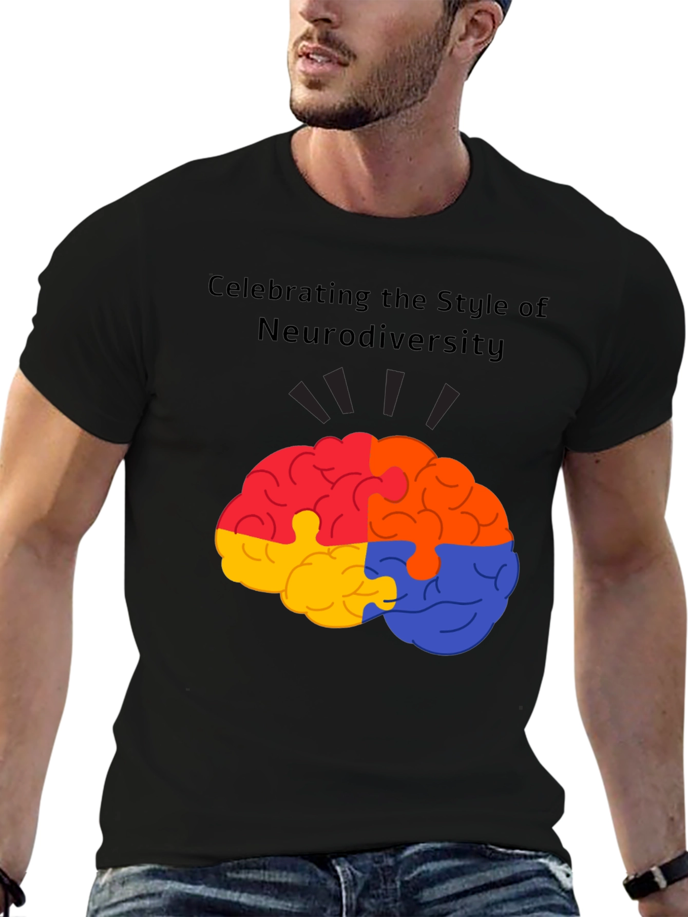 Neurodiversity Style T-Shirt - Brain Puzzle Design