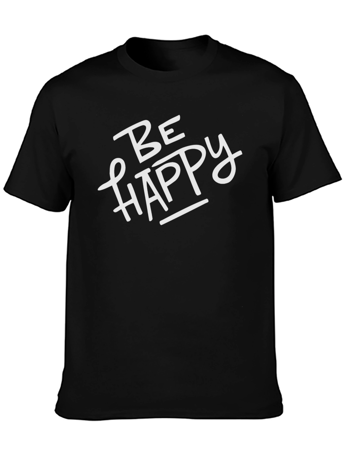 Be Happy Black Graphic Tee - Stylish Casual Wear