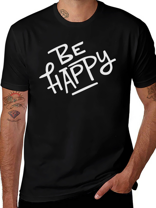Be Happy Black Graphic Tee - Stylish Casual Wear