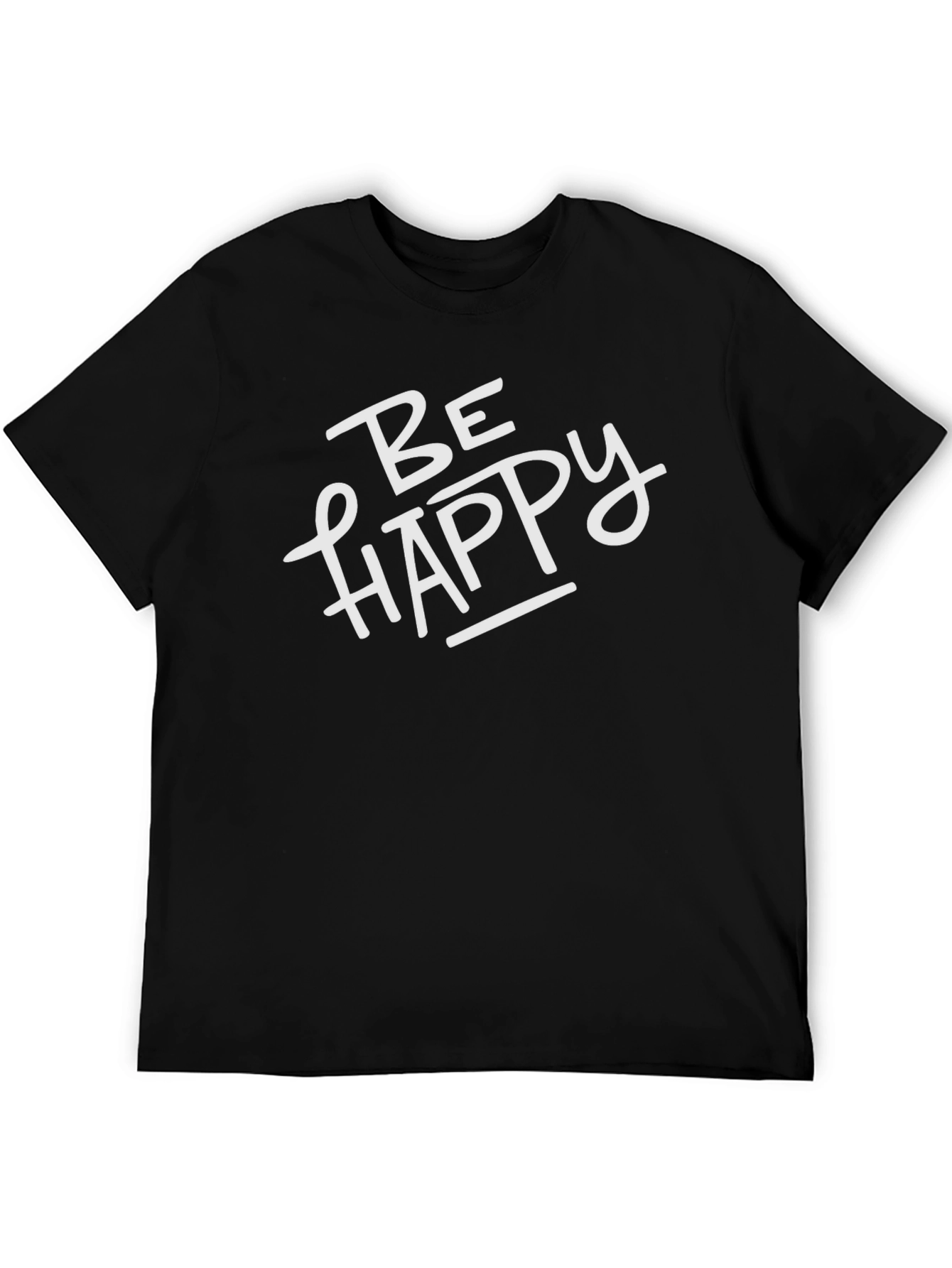 Be Happy Black Graphic Tee - Stylish Casual Wear