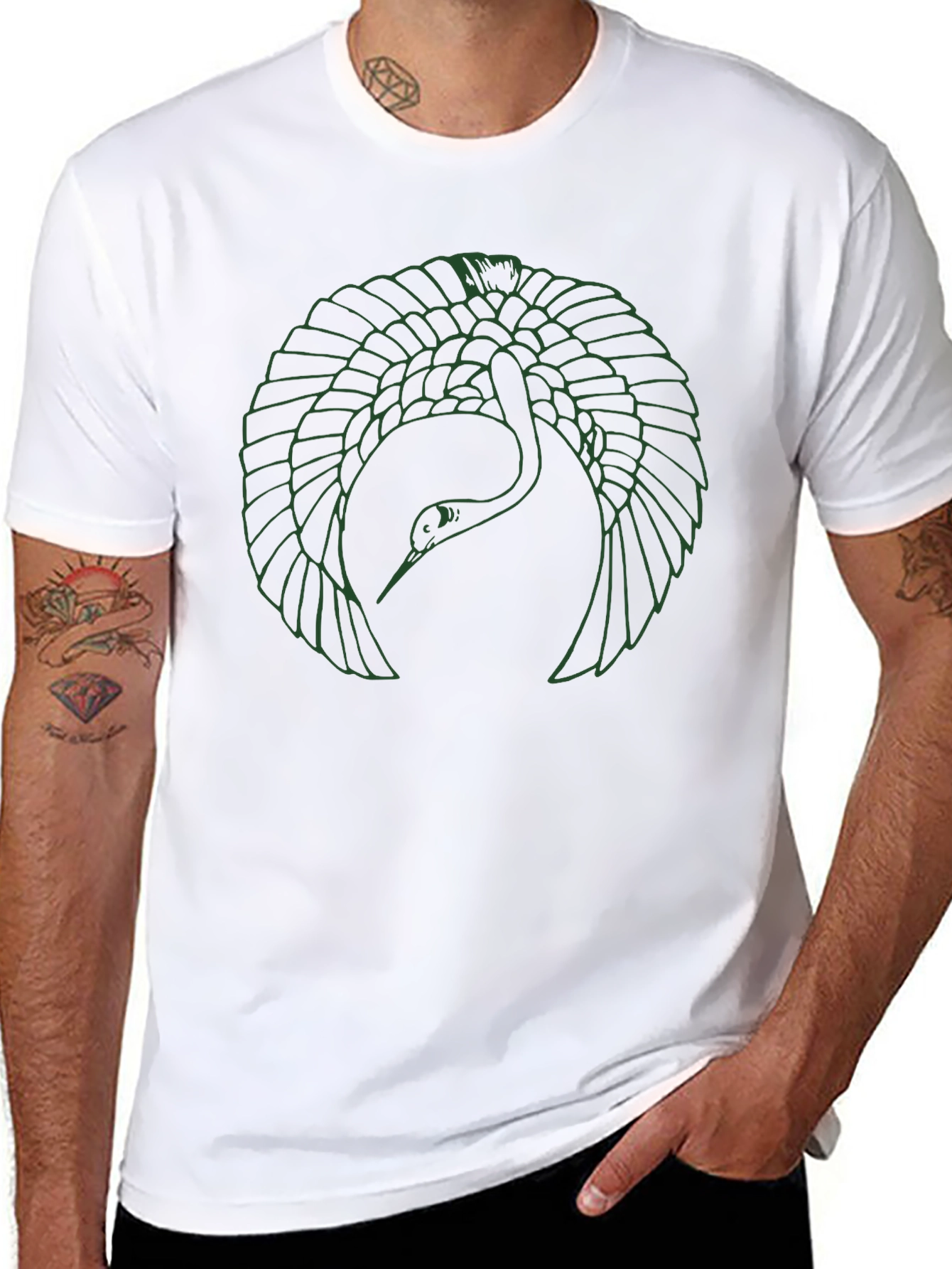 Crane Graphic Tee - Modern Bird Design