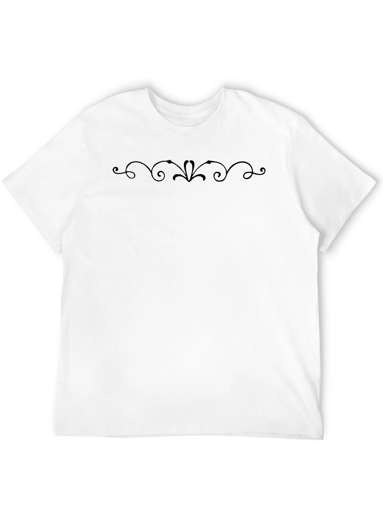 Elegant Black Crewneck T-Shirt with Ornamental Design