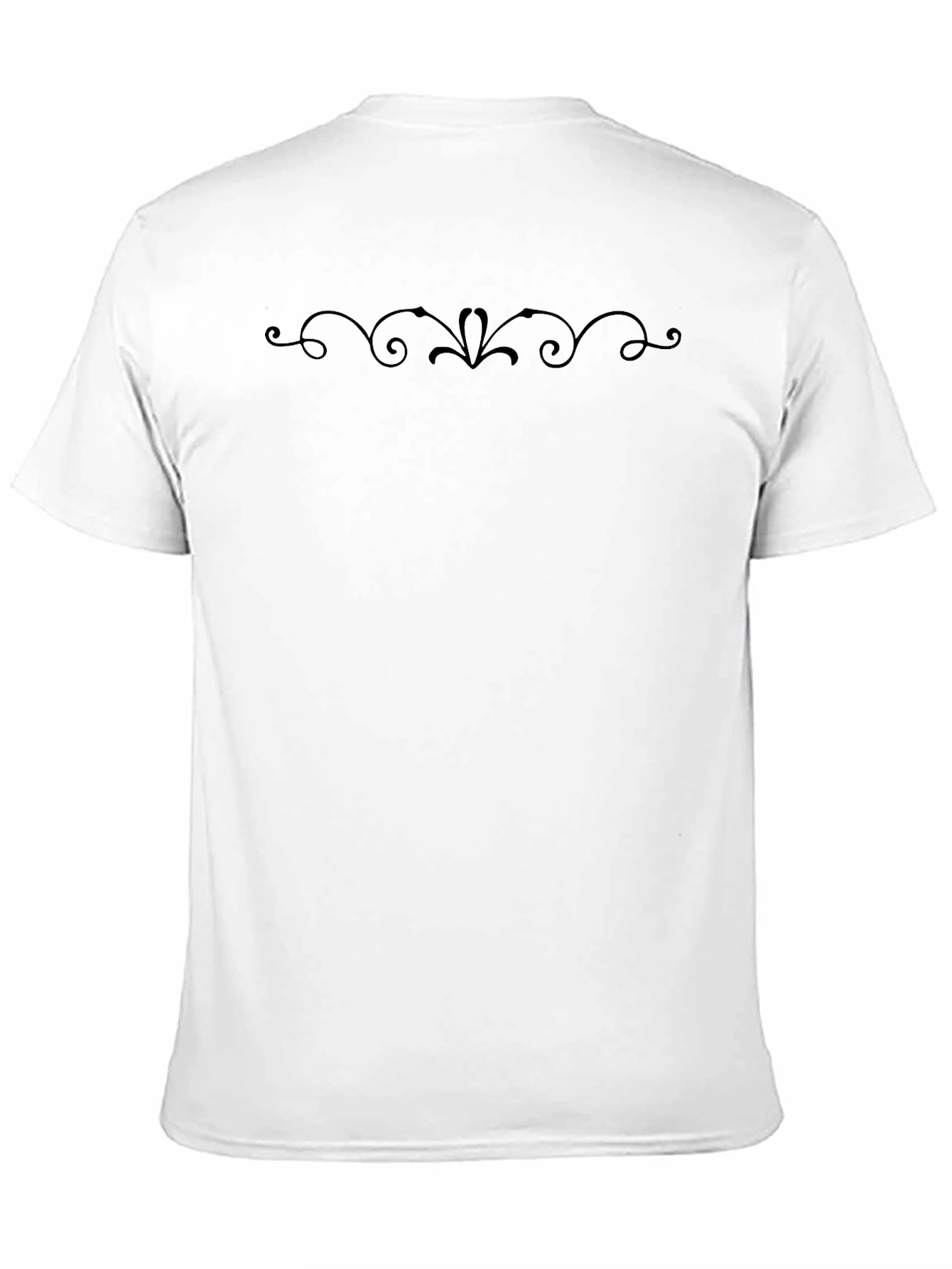 Elegant Black Crewneck T-Shirt with Ornamental Design