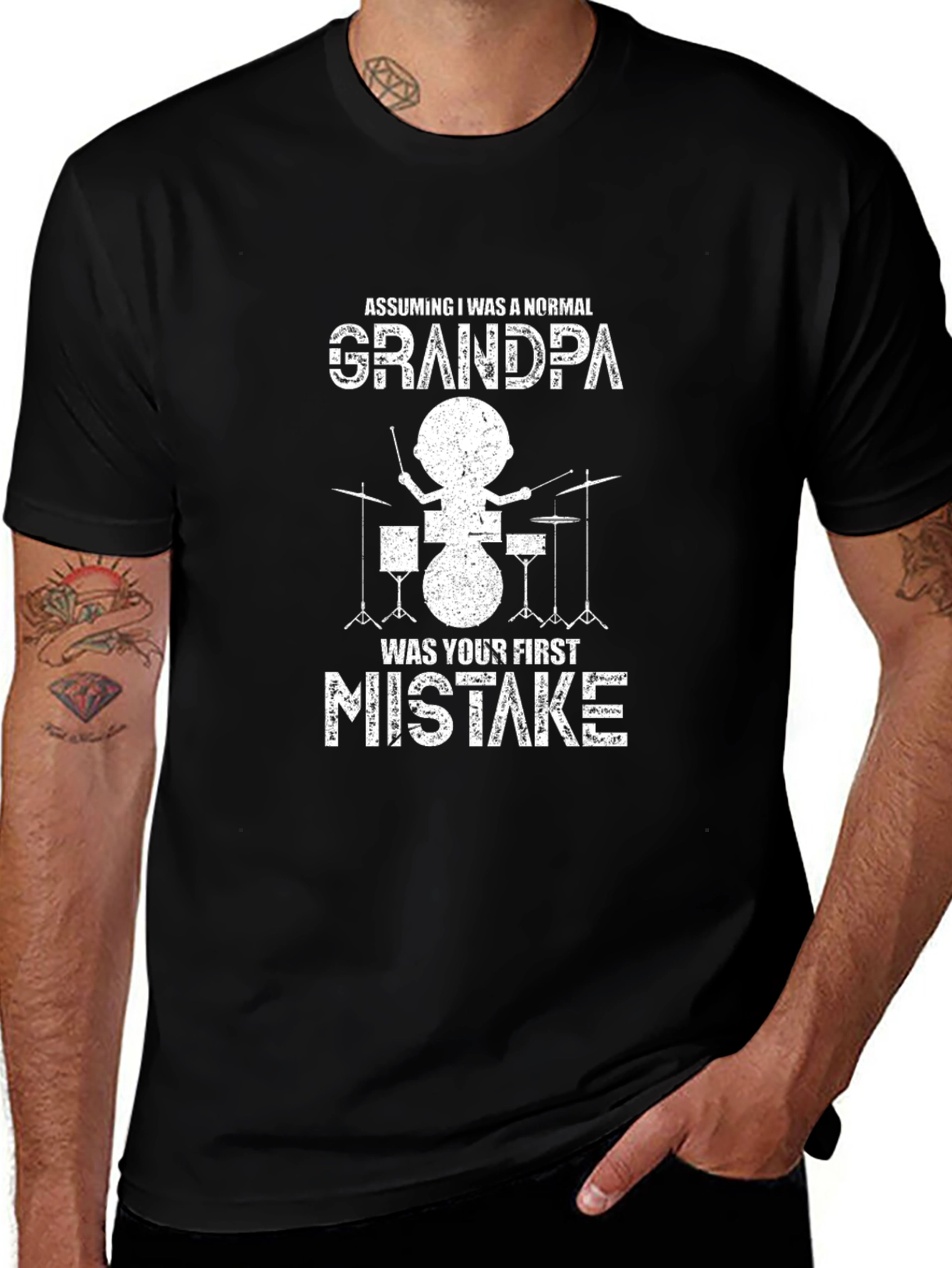 Funny Grandpa Drummer T-Shirt - First Mistake