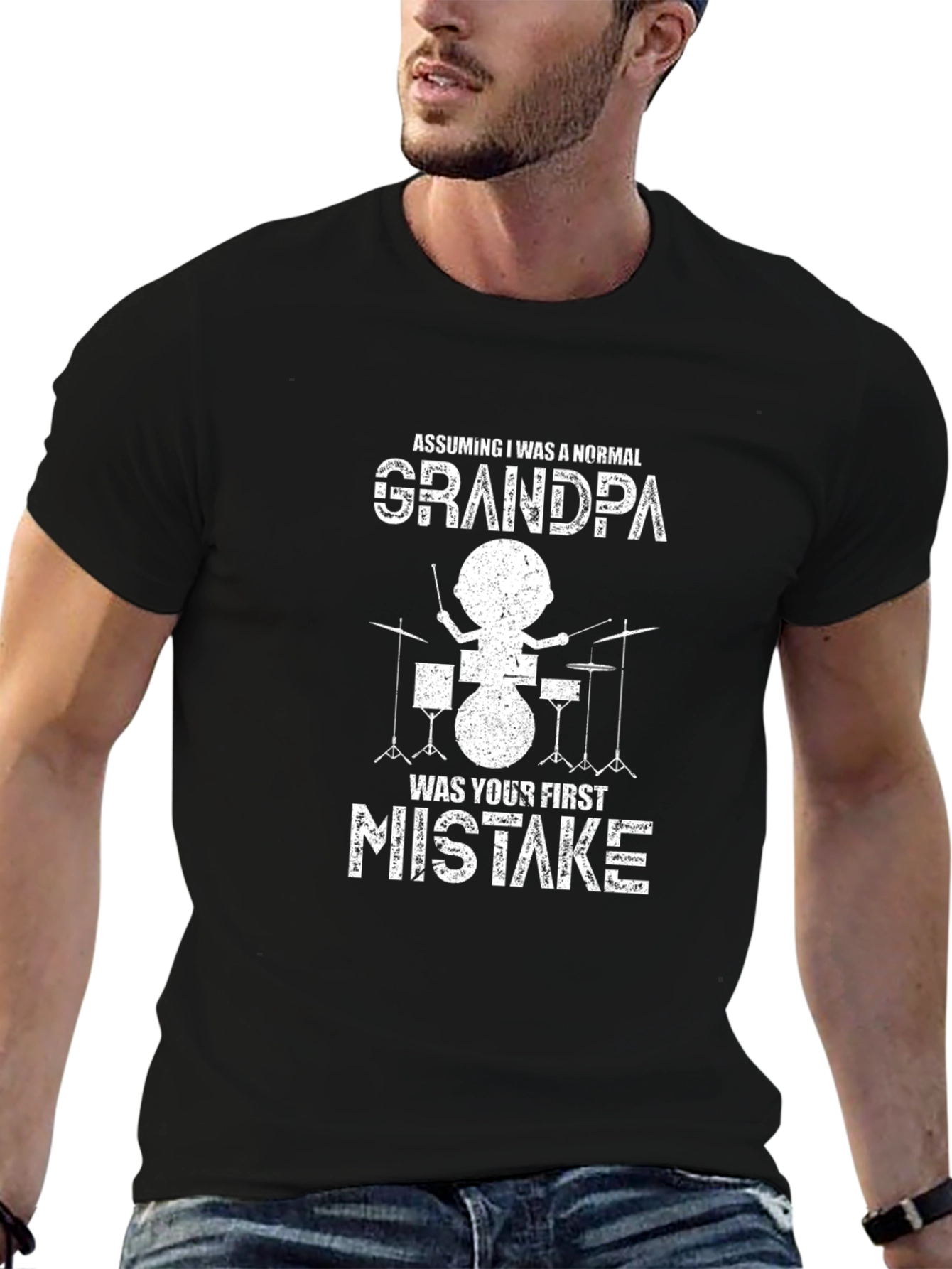 Funny Grandpa Drummer T-Shirt - First Mistake
