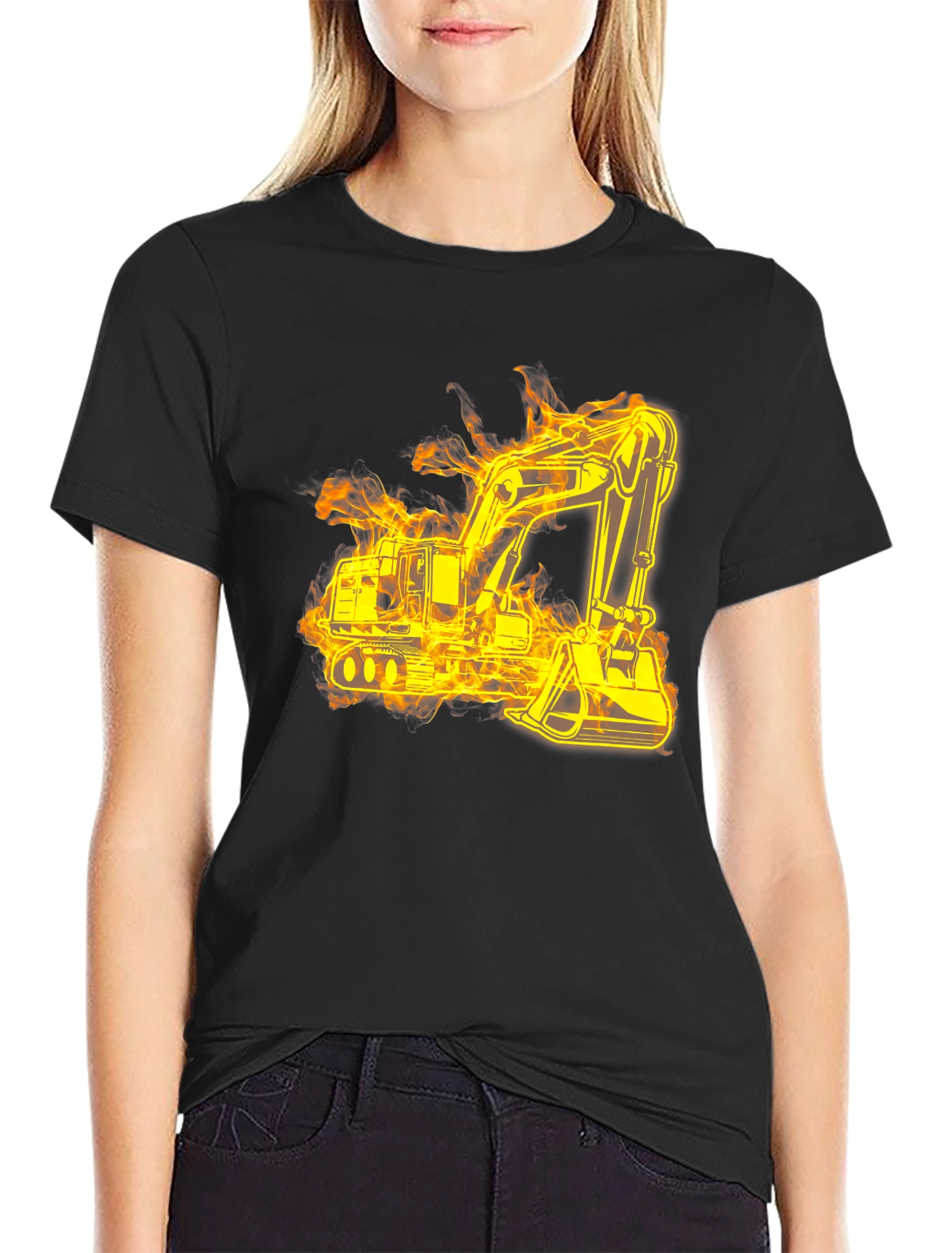 Fiery Excavator Black T-Shirt