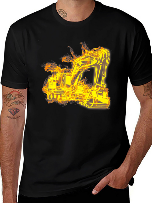 Fiery Excavator Black T-Shirt