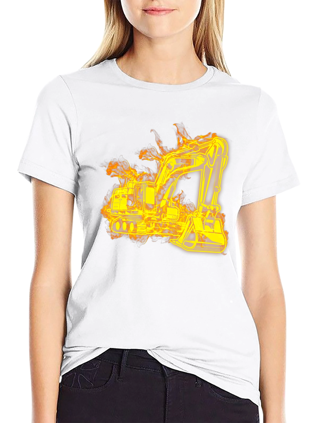 Fiery Excavator Black T-Shirt