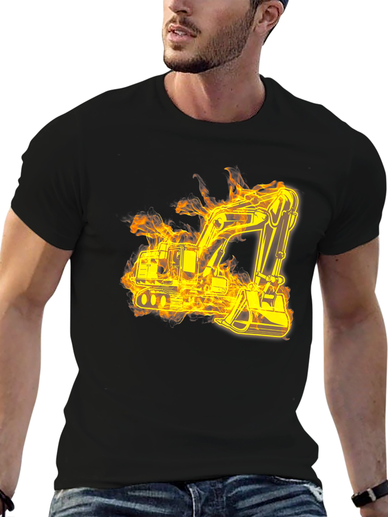 Fiery Excavator Black T-Shirt