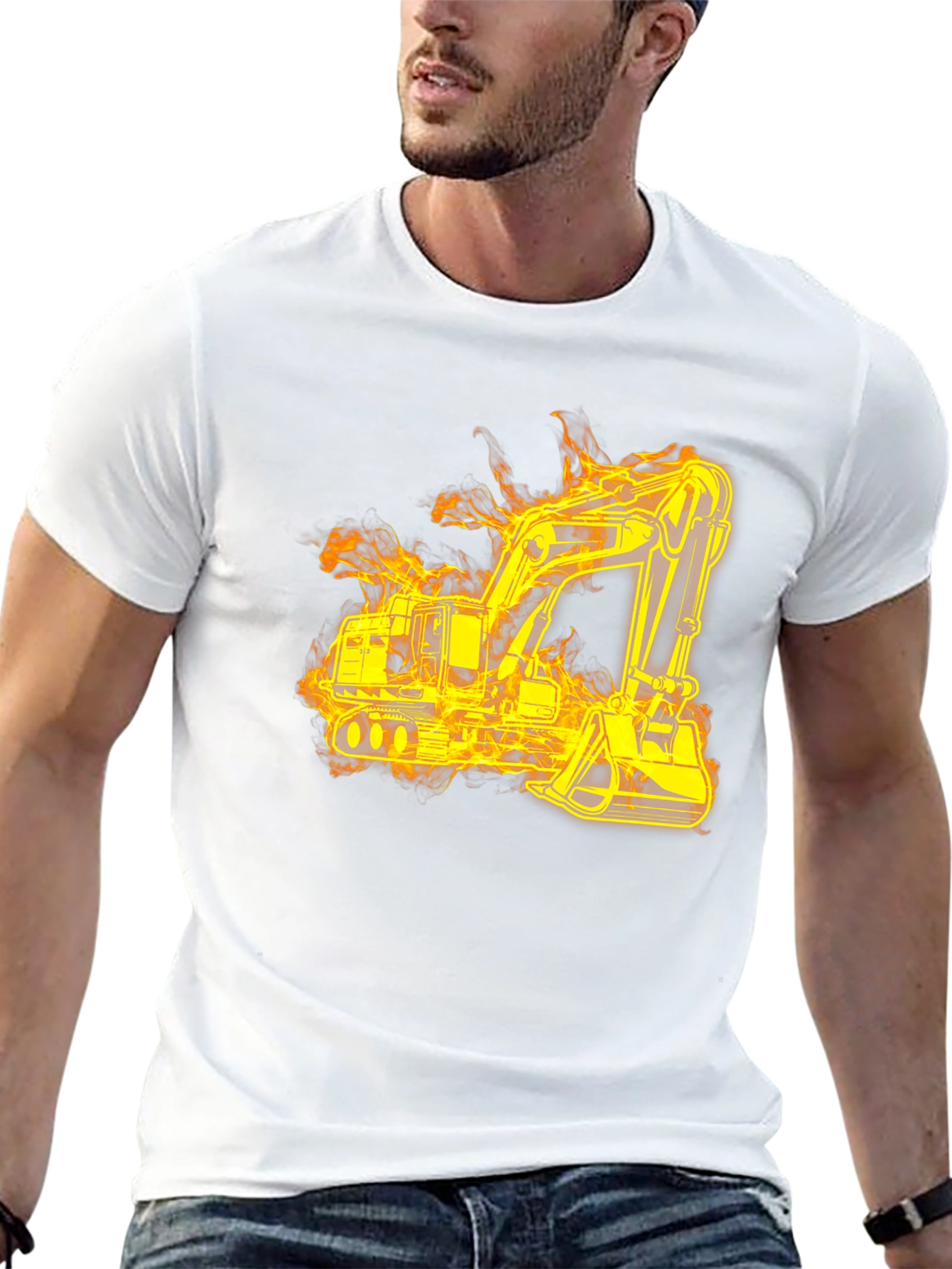 Fiery Excavator Black T-Shirt