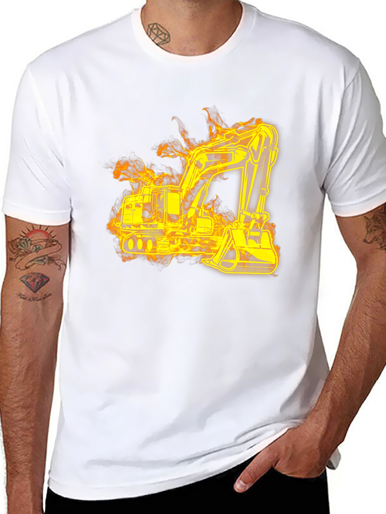 Fiery Excavator Black T-Shirt