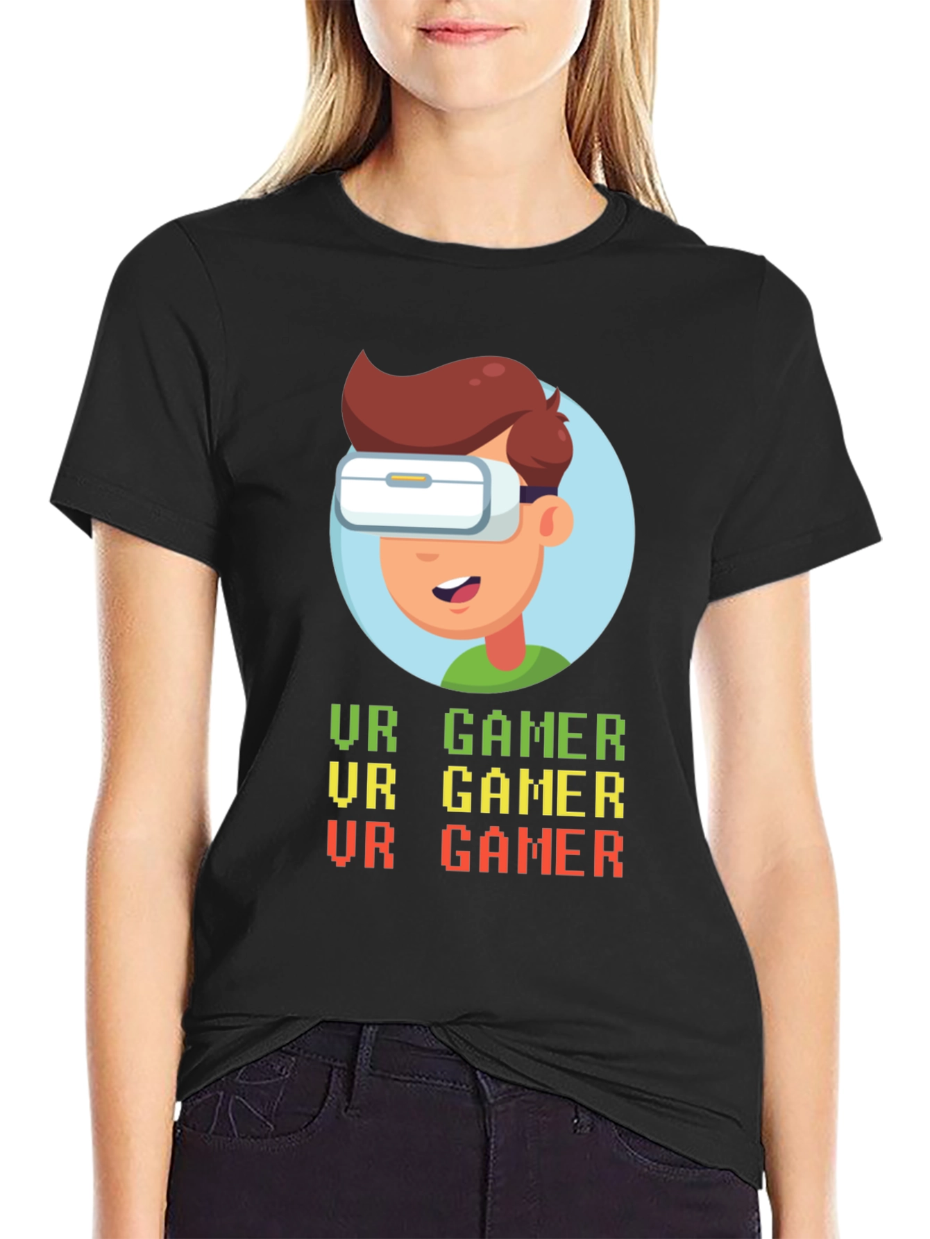 VR Gamer Graphic T-Shirt - Black Cotton Tee