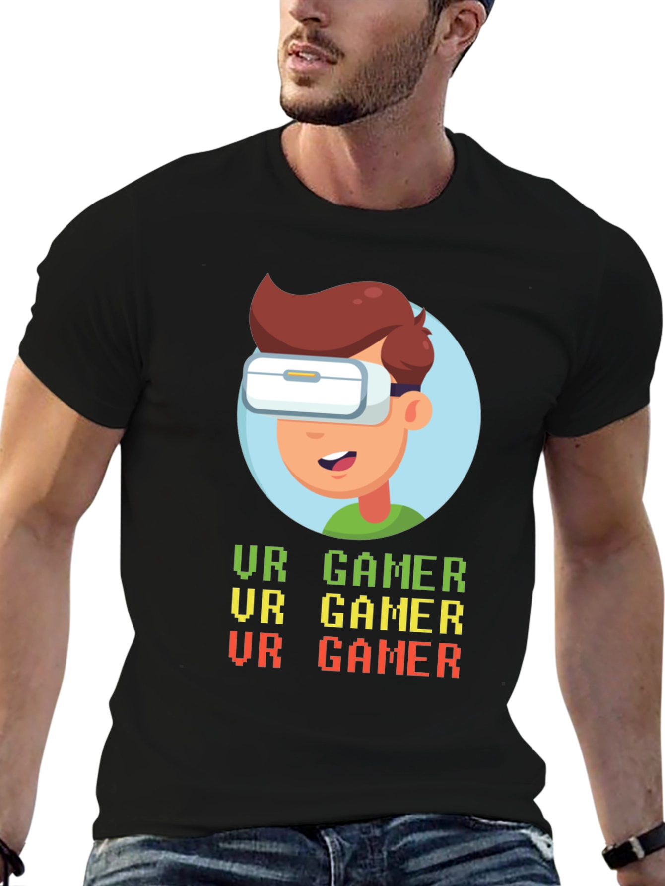 VR Gamer Graphic T-Shirt - Black Cotton Tee
