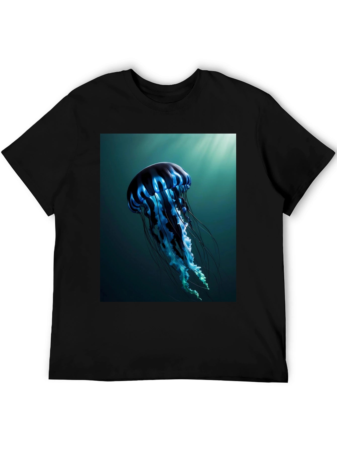 Jellyfish Graphic Tee - Black Cotton T-Shirt