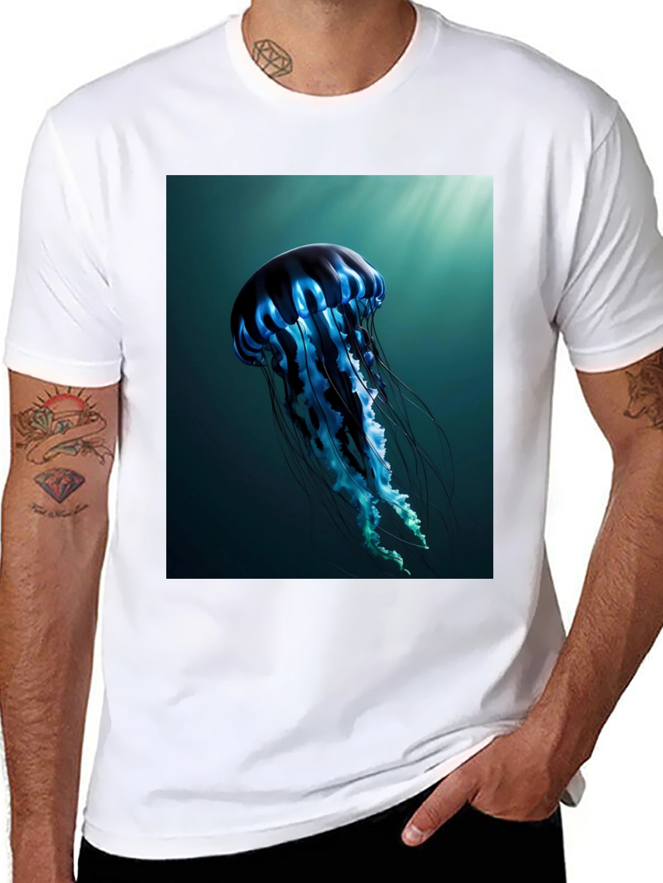 Jellyfish Graphic Tee - Black Cotton T-Shirt