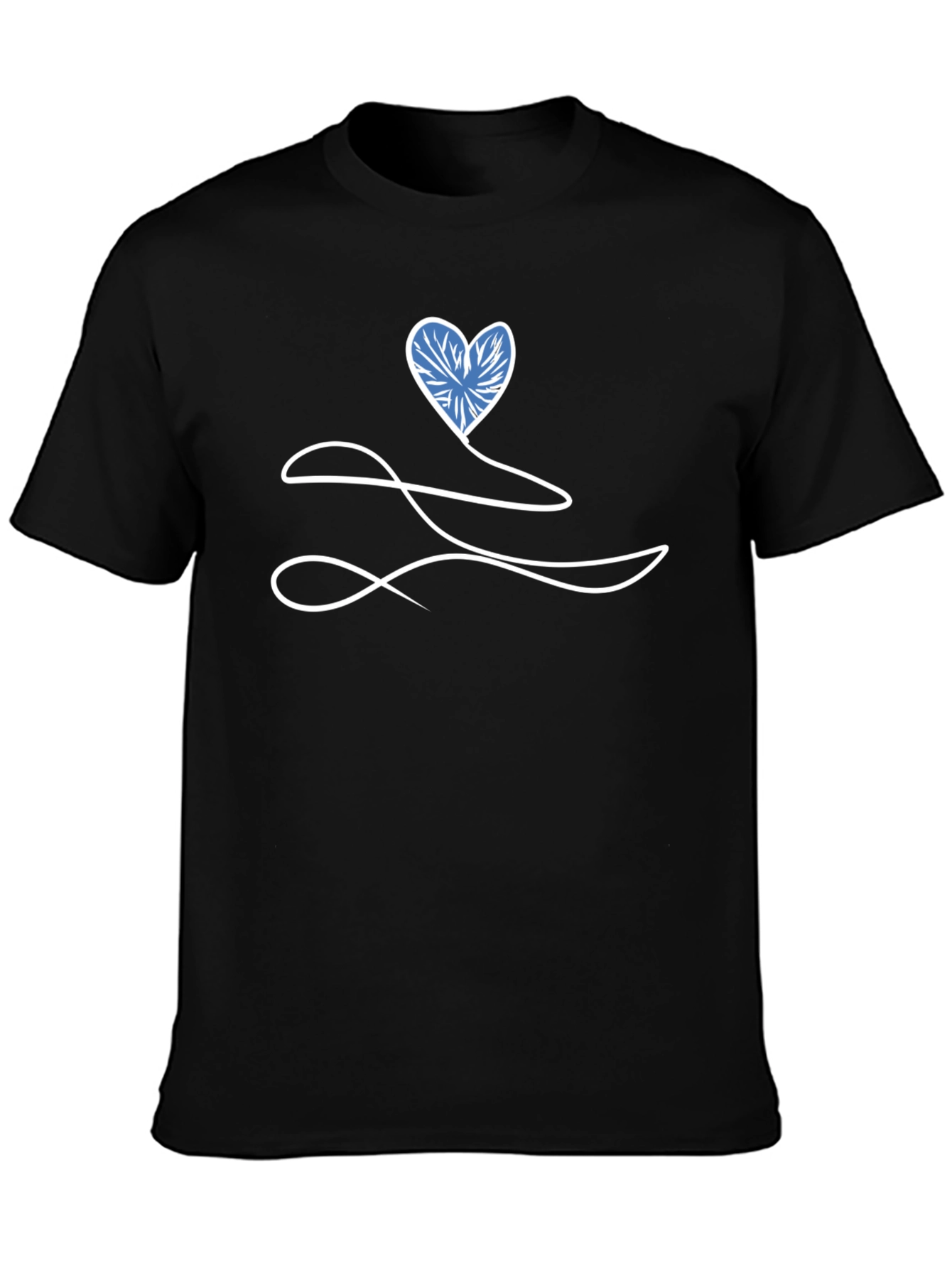 Heart Line Art Black T-Shirt