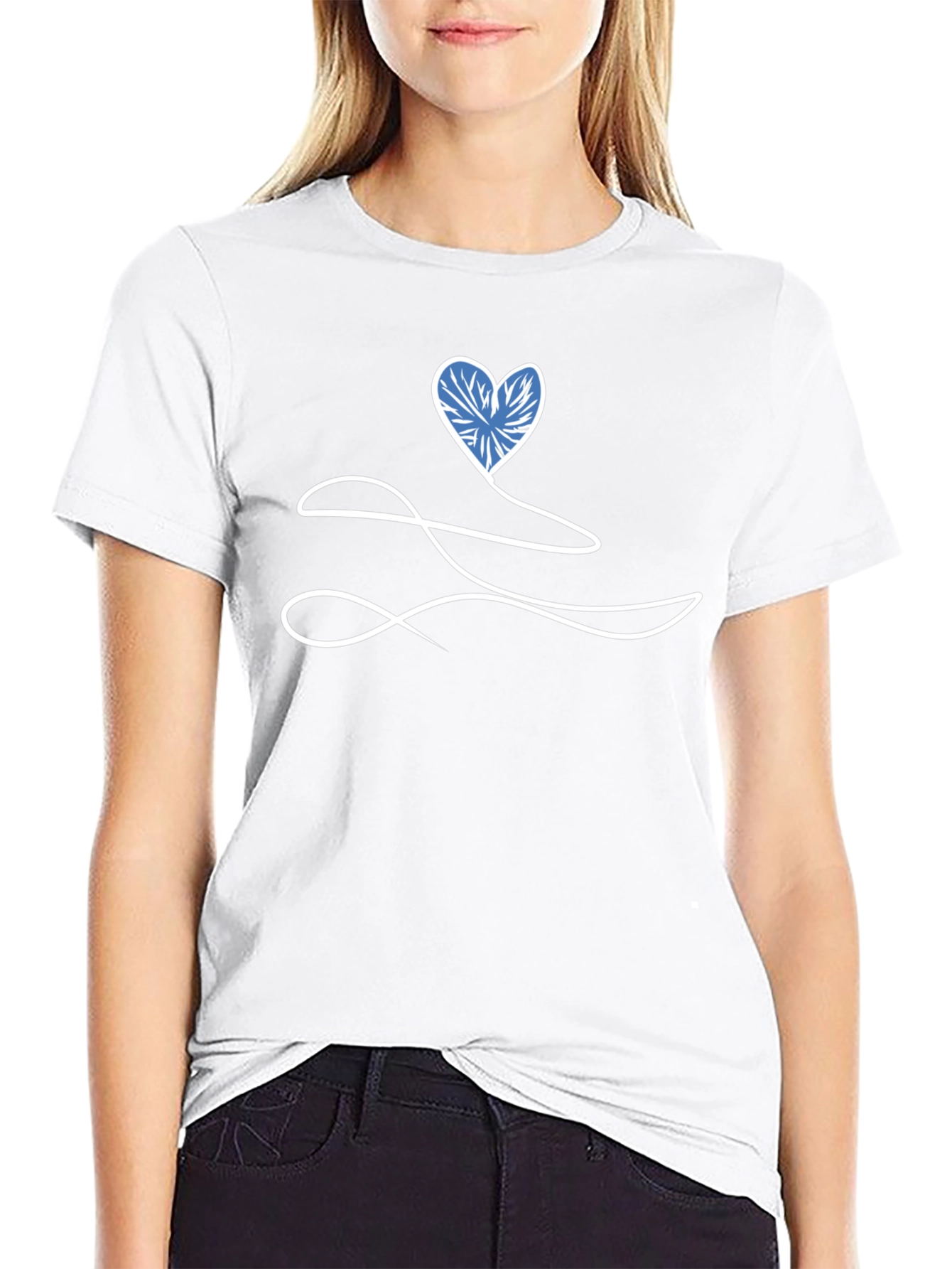 Heart Line Art Black T-Shirt