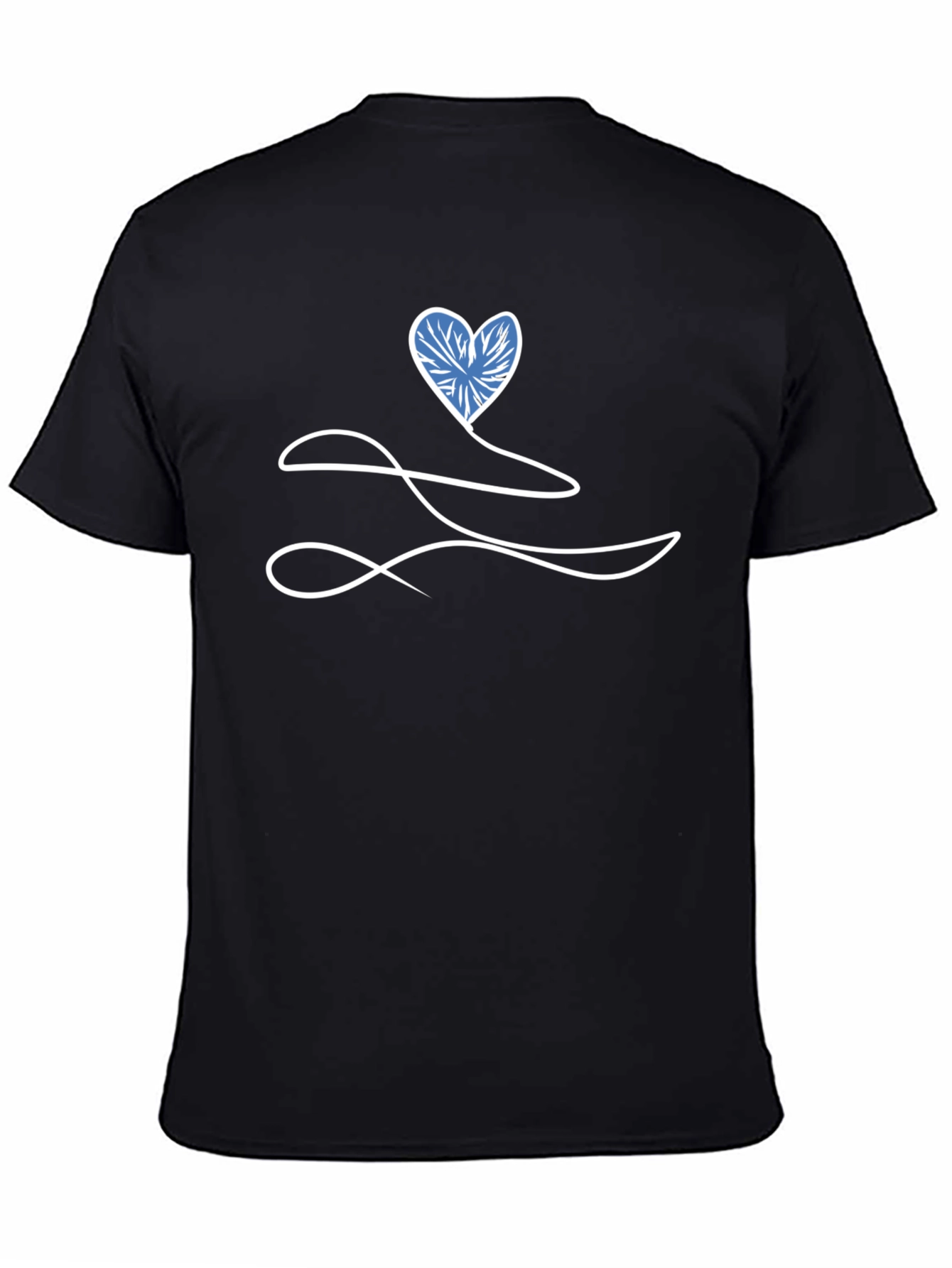 Heart Line Art Black T-Shirt