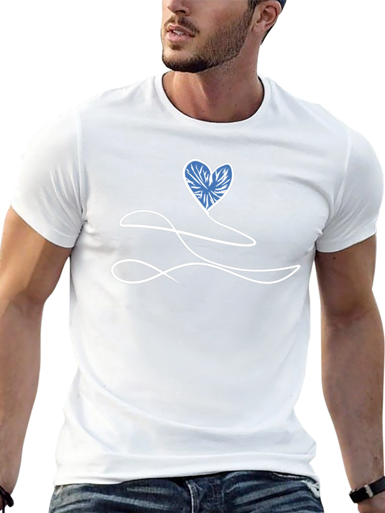 Heart Line Art Black T-Shirt