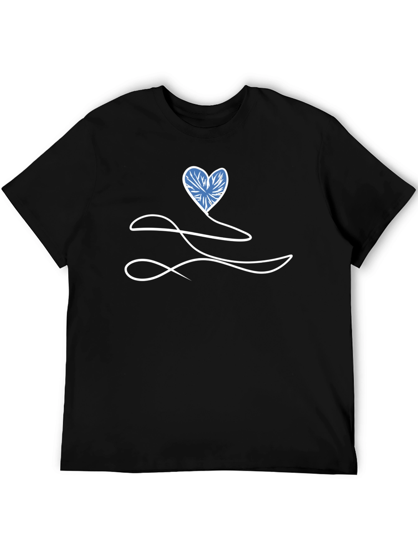 Heart Line Art Black T-Shirt