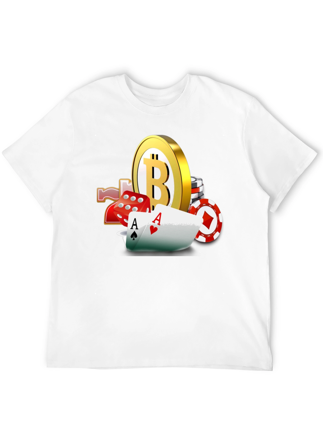 Bitcoin Casino T-Shirt - Lucky Aces Design