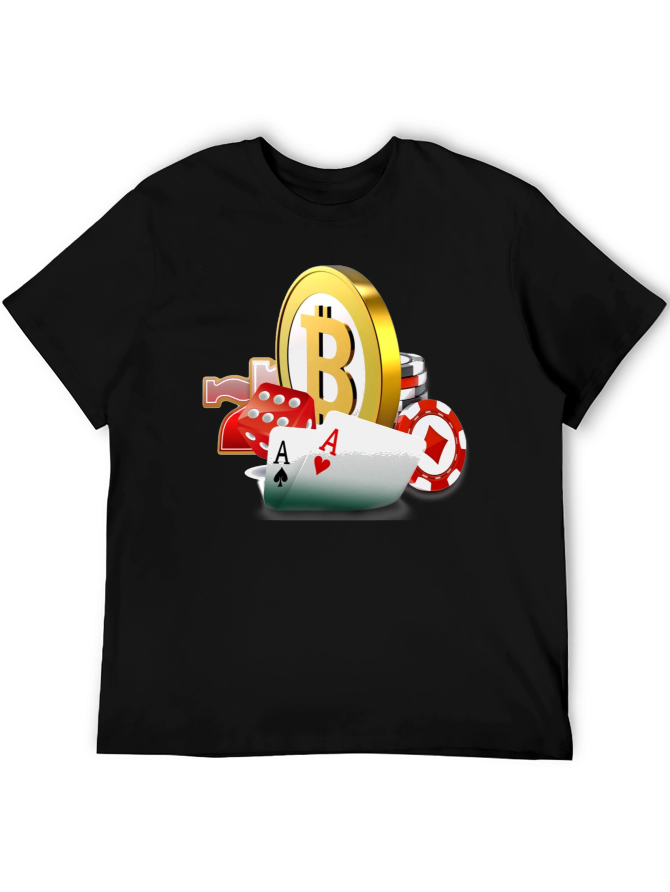 Bitcoin Casino T-Shirt - Lucky Aces Design