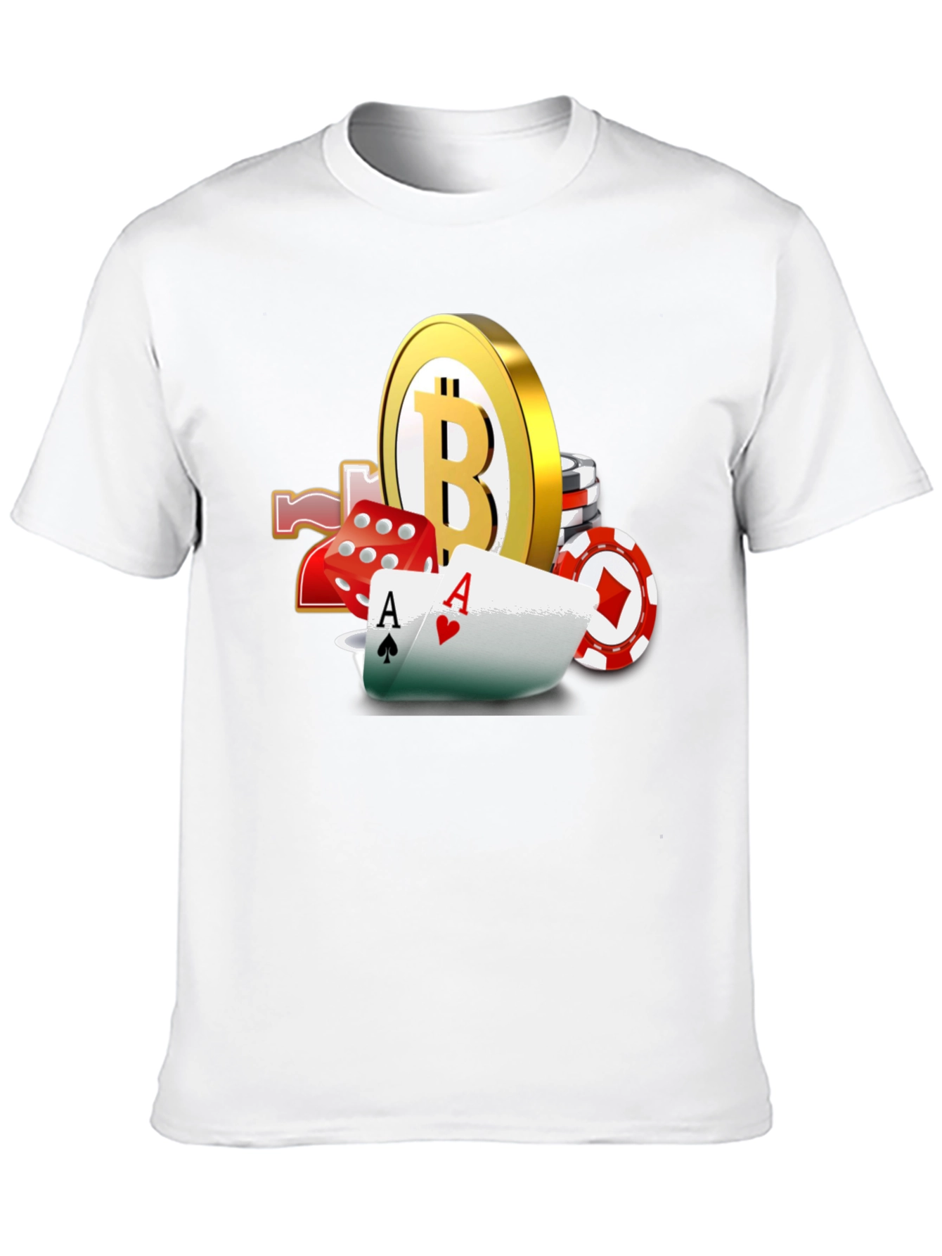 Bitcoin Casino T-Shirt - Lucky Aces Design