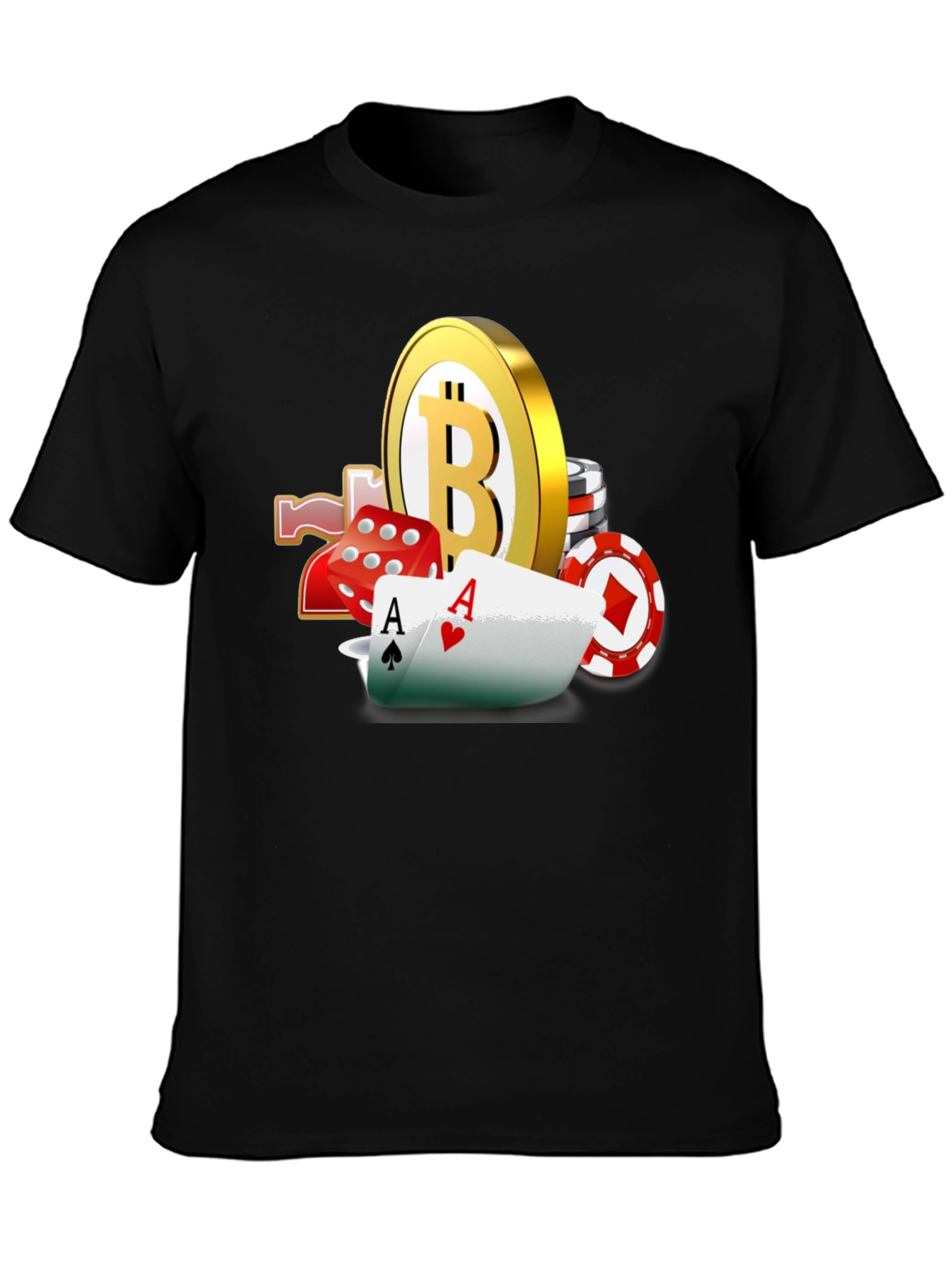 Bitcoin Casino T-Shirt - Lucky Aces Design