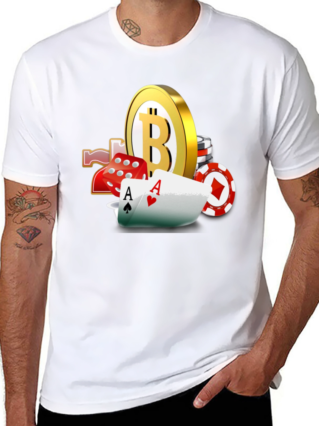Bitcoin Casino T-Shirt - Lucky Aces Design